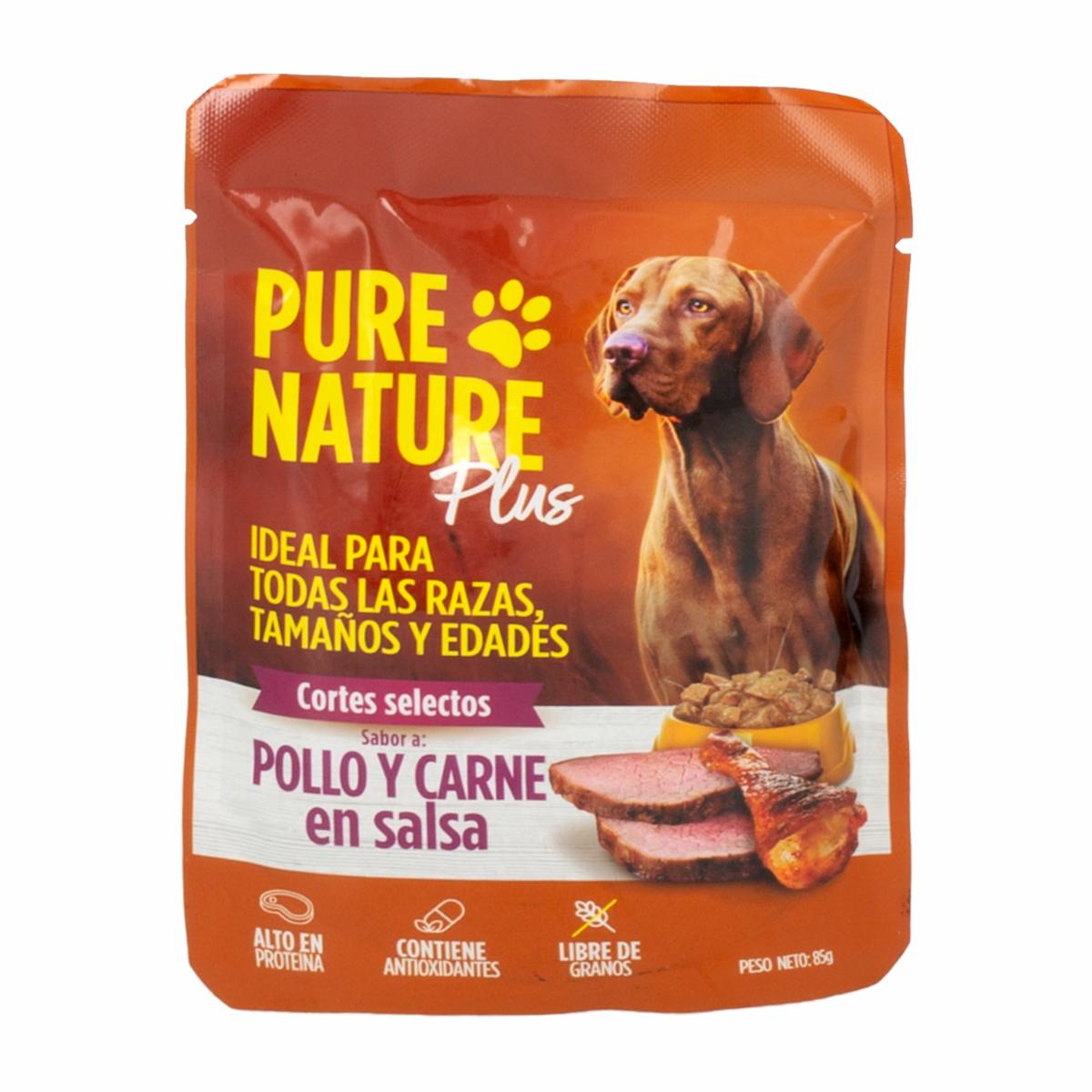 Alimento Húmedo Para Perros Pollo Y Carne En Salsa PURE NATURE 85 G