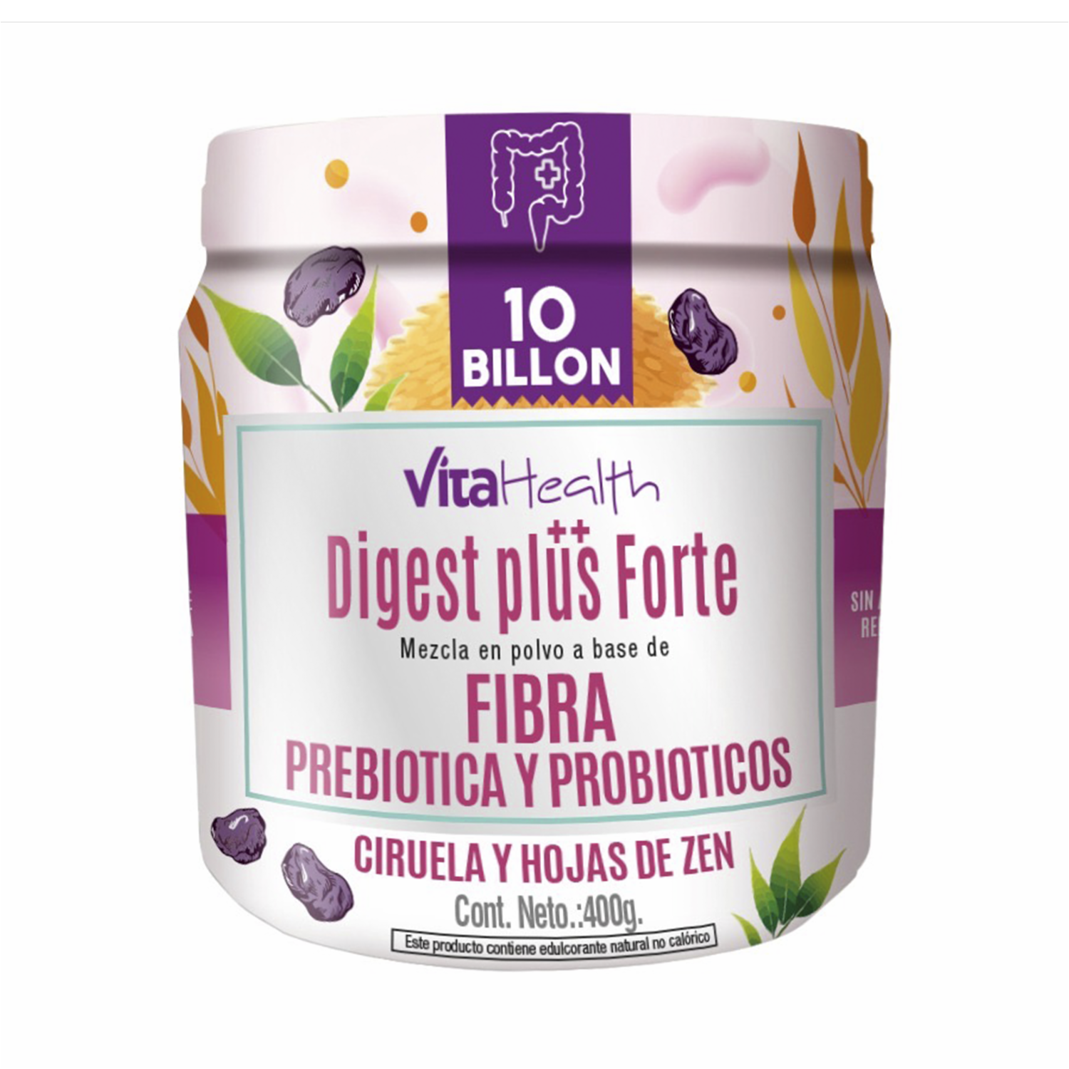 Fibra Digestiva En Polvo Con Ciruela Y Hoja De Sen Sabor A Fresa VITAHEALTH 1000 Ml