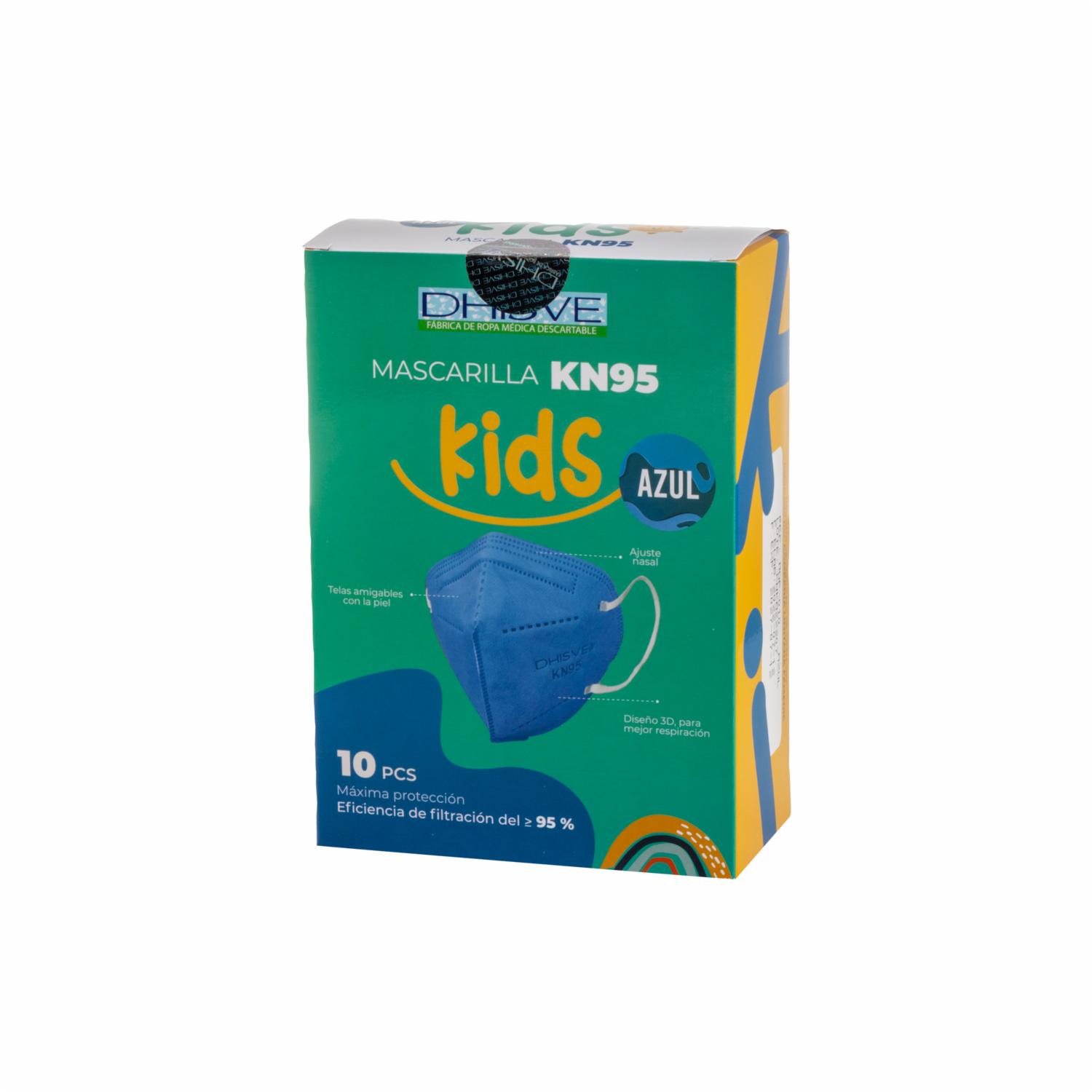 Mascarilla Kn95 Azul Para Niño DHISVE X 10 Unidades