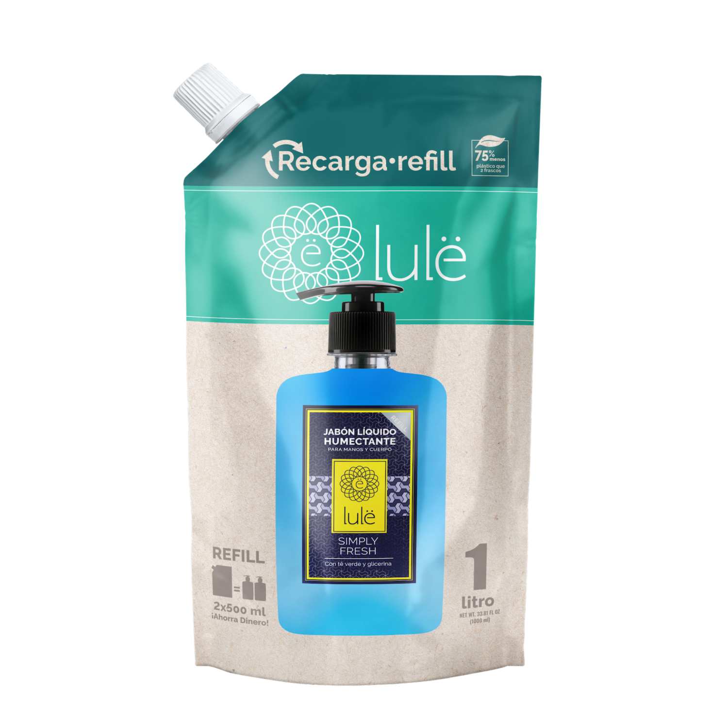 Jabón Líquido Humectante Fragancia Simply Fresh Refill LULË 1000 Ml