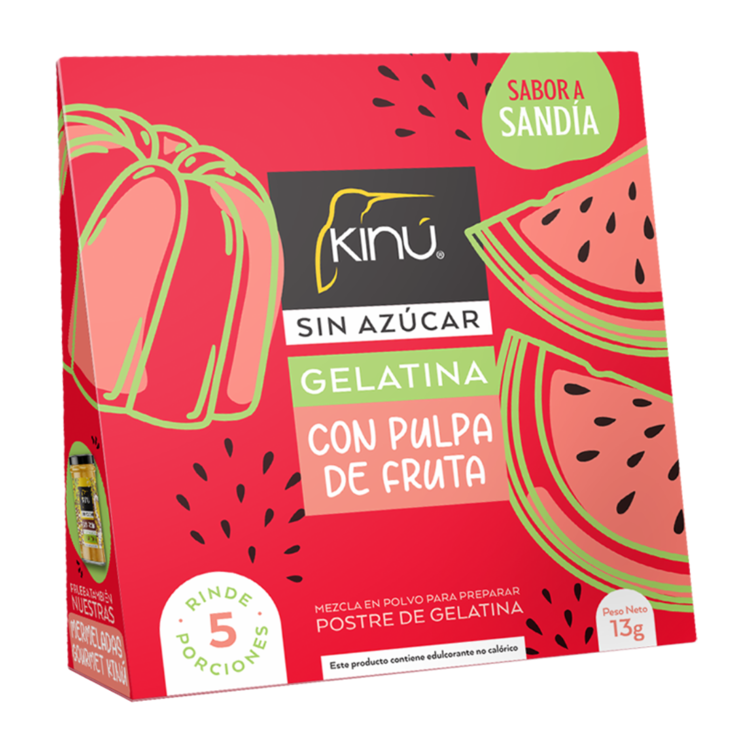 Gelatina Sin Azúcar Sandía KINÚ 13 G