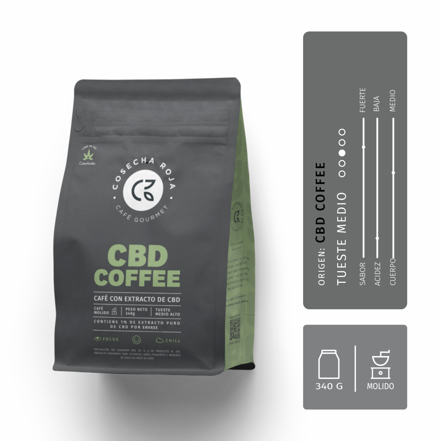Café Molido Con Extracto De CBD COSECHA ROJA 340 G