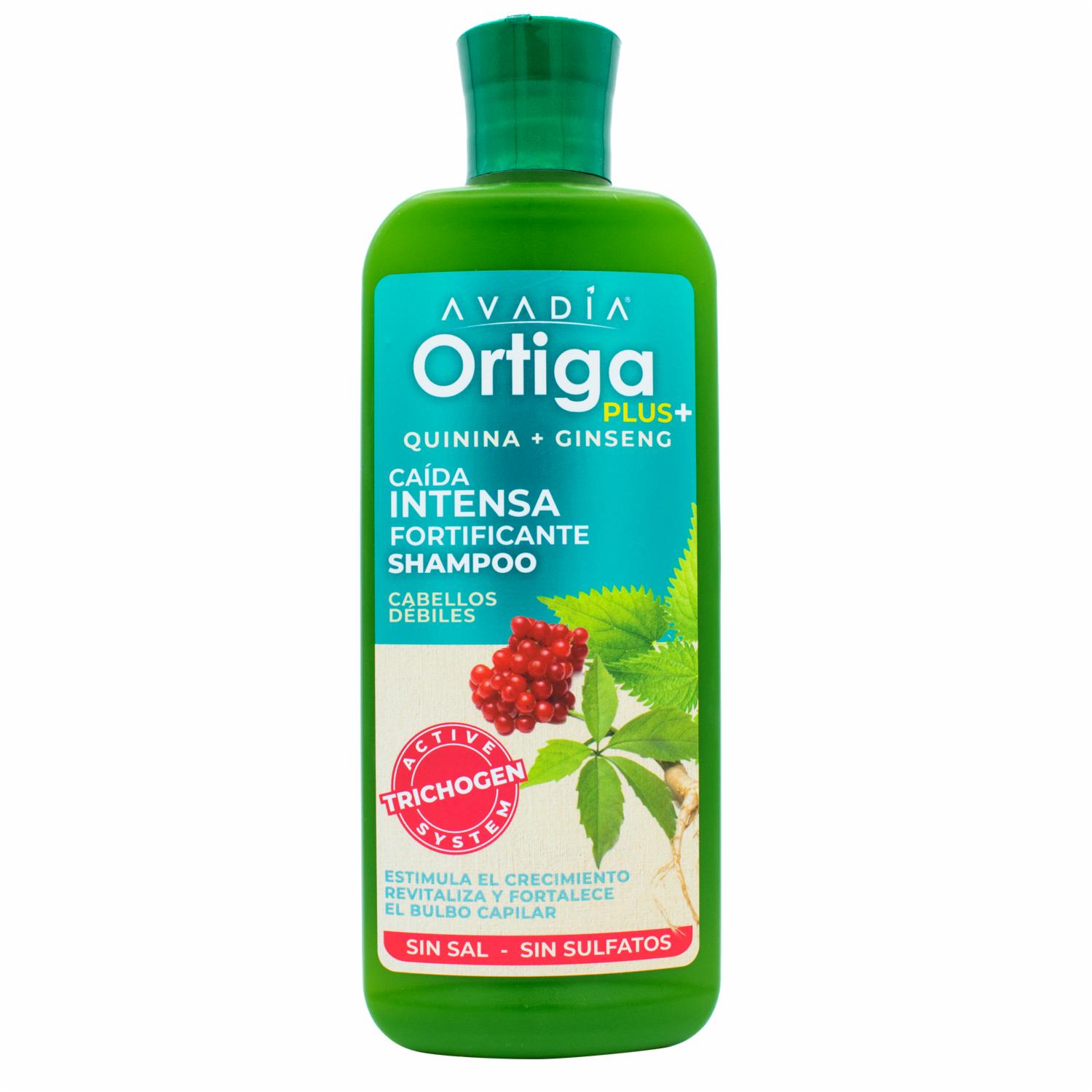 Shampoo De Cabello Ortiga Plus Anticaída Fortificante Trichogen, Ortiga, Quinina Y Ginseng AVADÍA 400 Ml