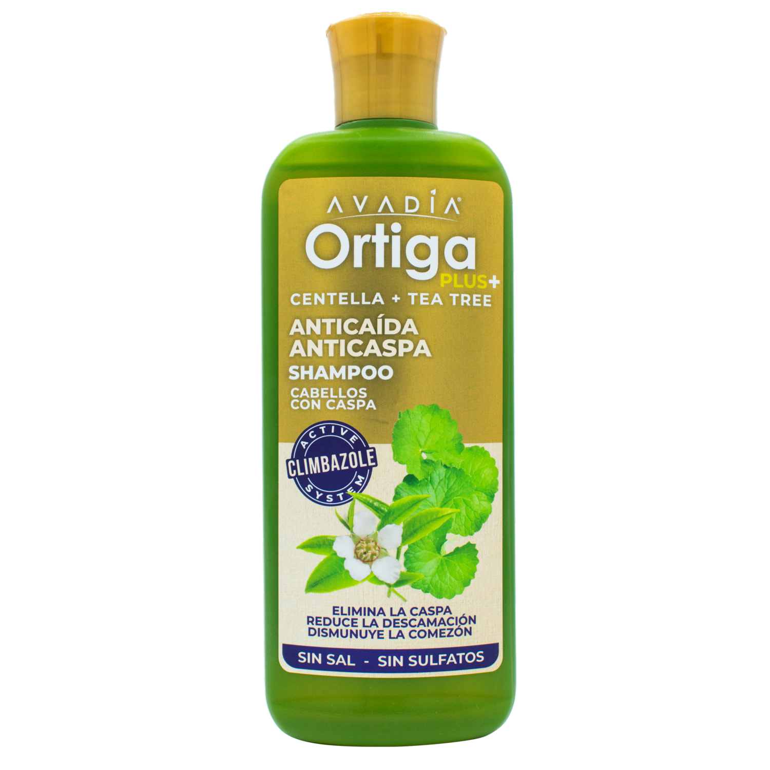 Shampoo De Cabello Ortiga Plus Anticaída Caspa Centella Y Tea Tree AVADÍA 400 Ml