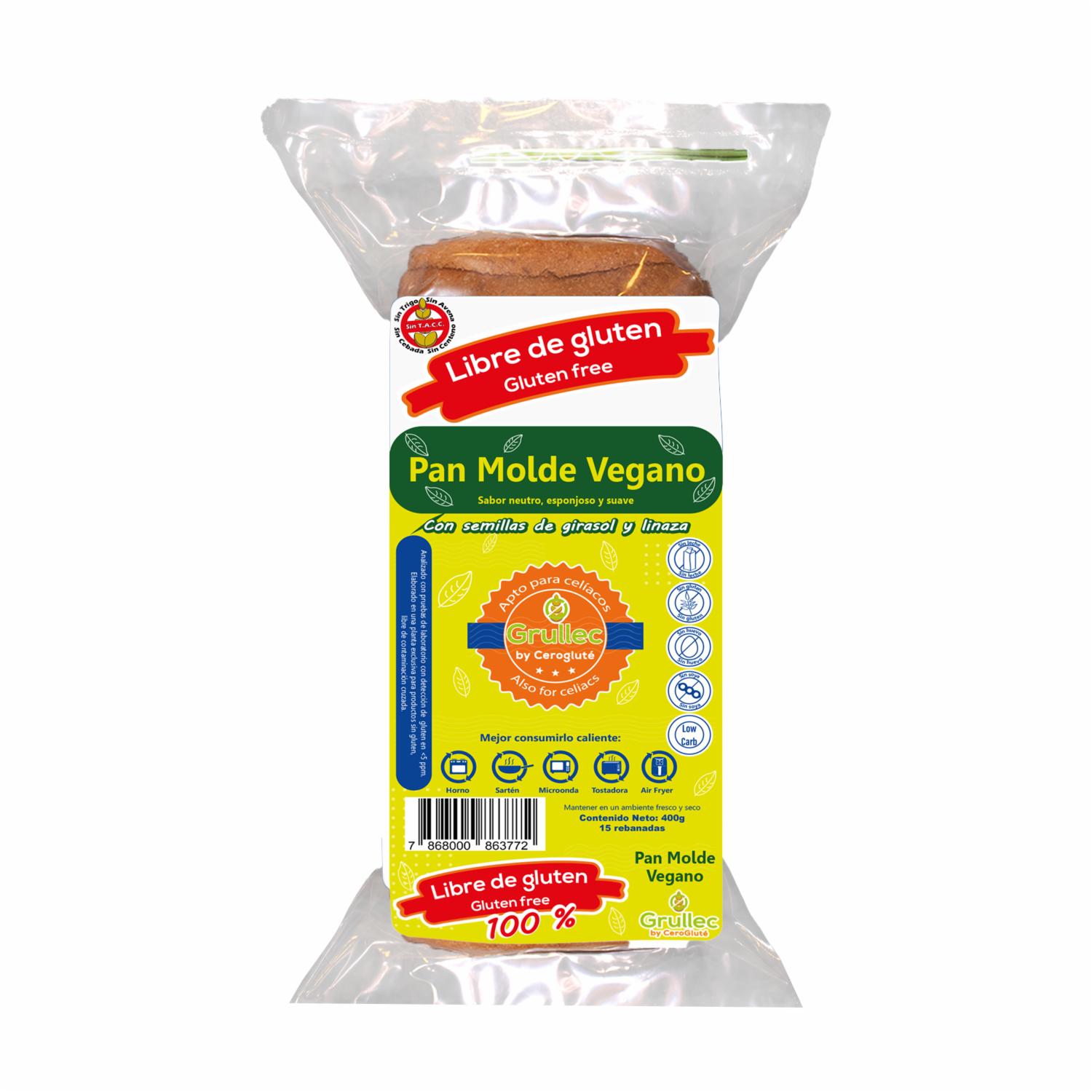 Pan Molde Cortado Sin Gluten Vegano GRULLEC 400 G
