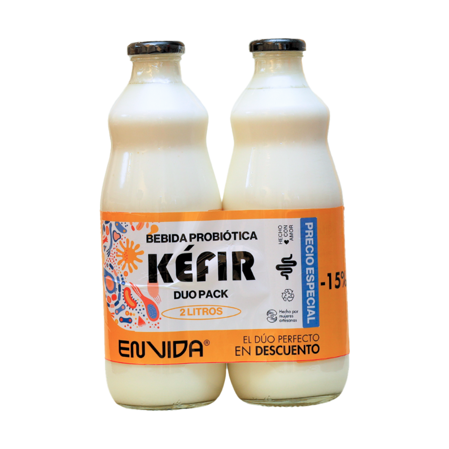 Kéfir Natural Bebida Priobiótica EN VIDA ME CUIDO 2 X 1000 Ml
