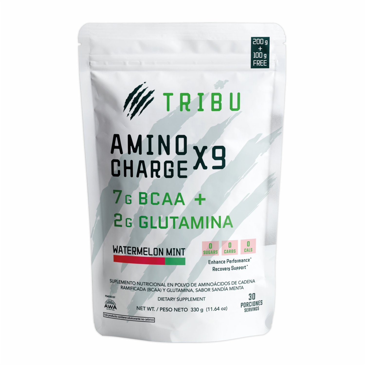 BCAAS Aminoácidos AminoChargeX9 Watermelon Mint AWA NUTRITION 330 G