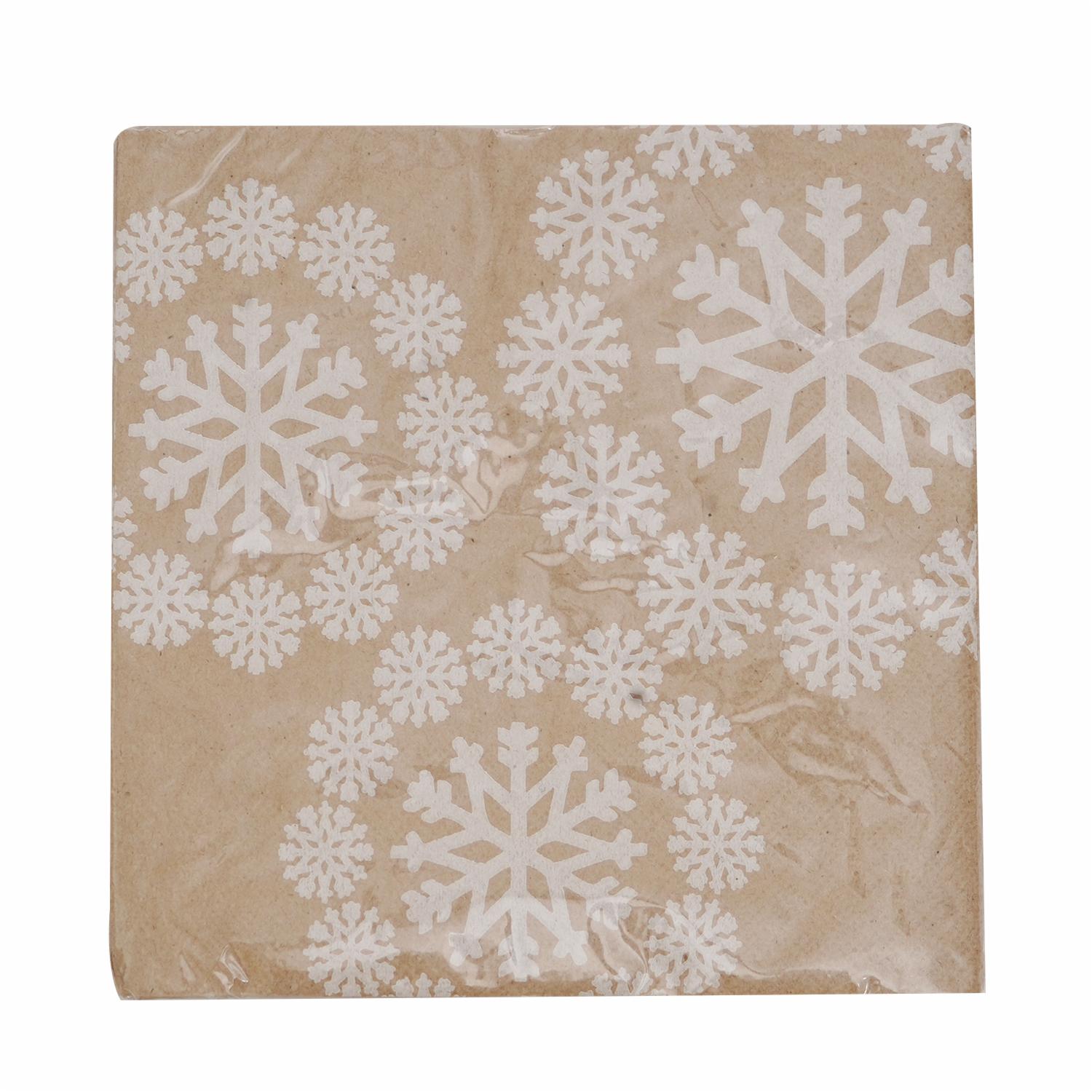 Servilleta De Navidad Con Escarcha Blanca Y Café DFHO 20 U