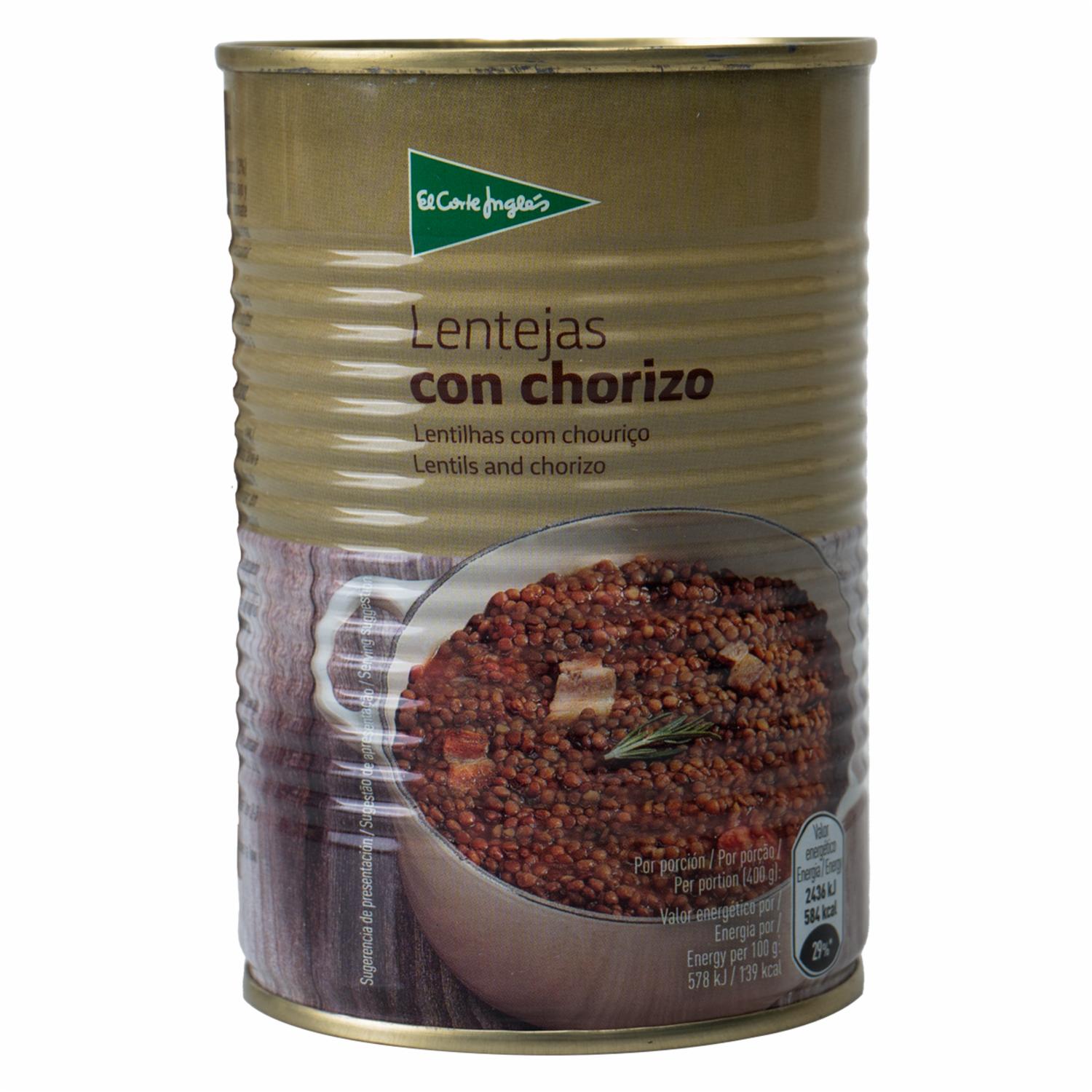 Lentejas Lentejas Con Chorizo EL CORTE INGLÉS 400 G