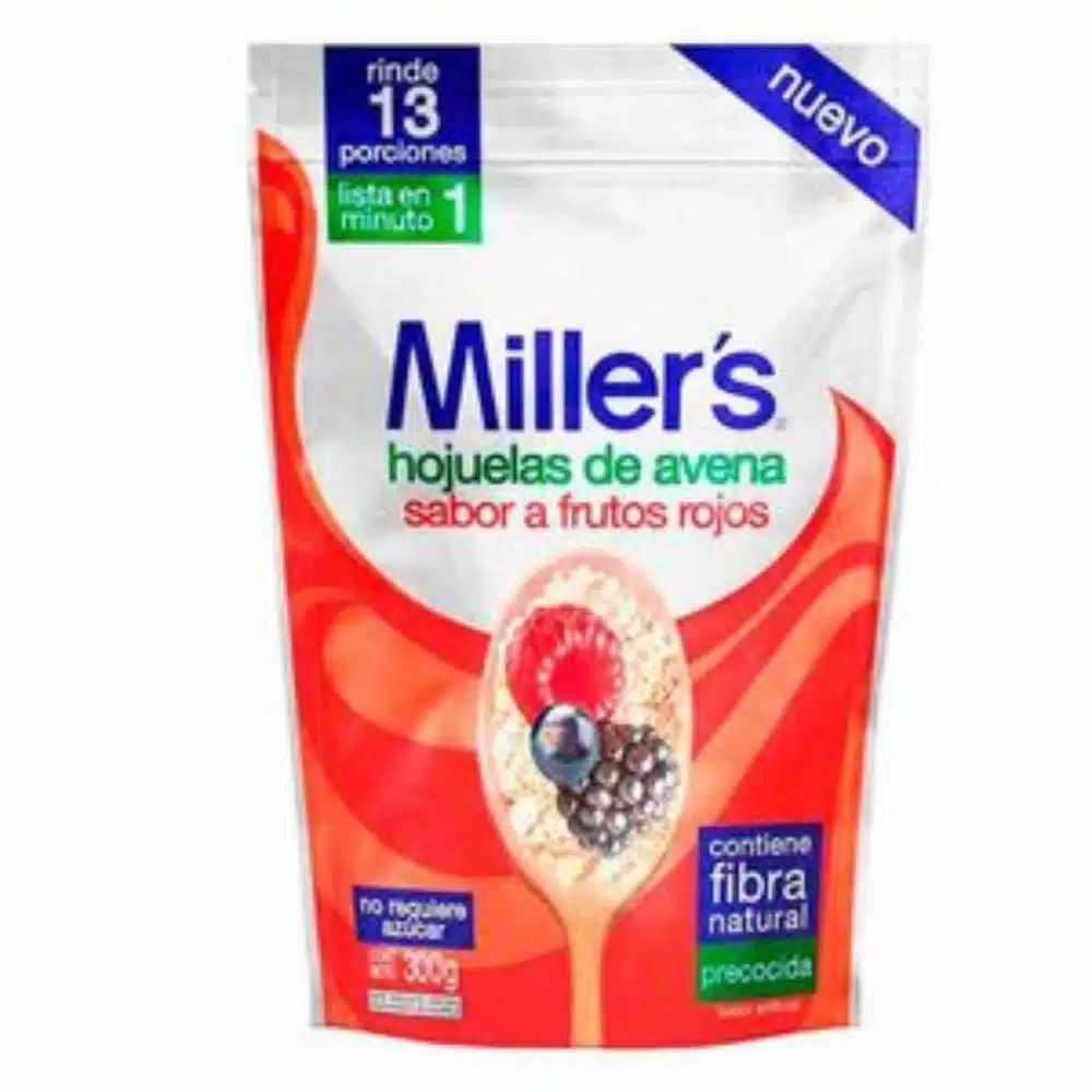 Avena Instantánea En Hojuelas Sabor A Frutos Rojos MILLER’S 300 G