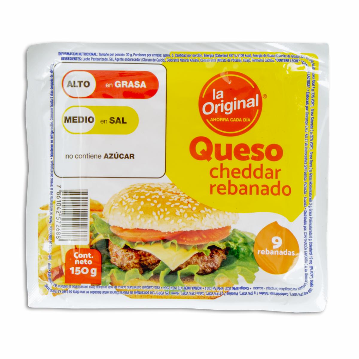 Queso Cheddar Rebanado LA ORIGINAL 150 G