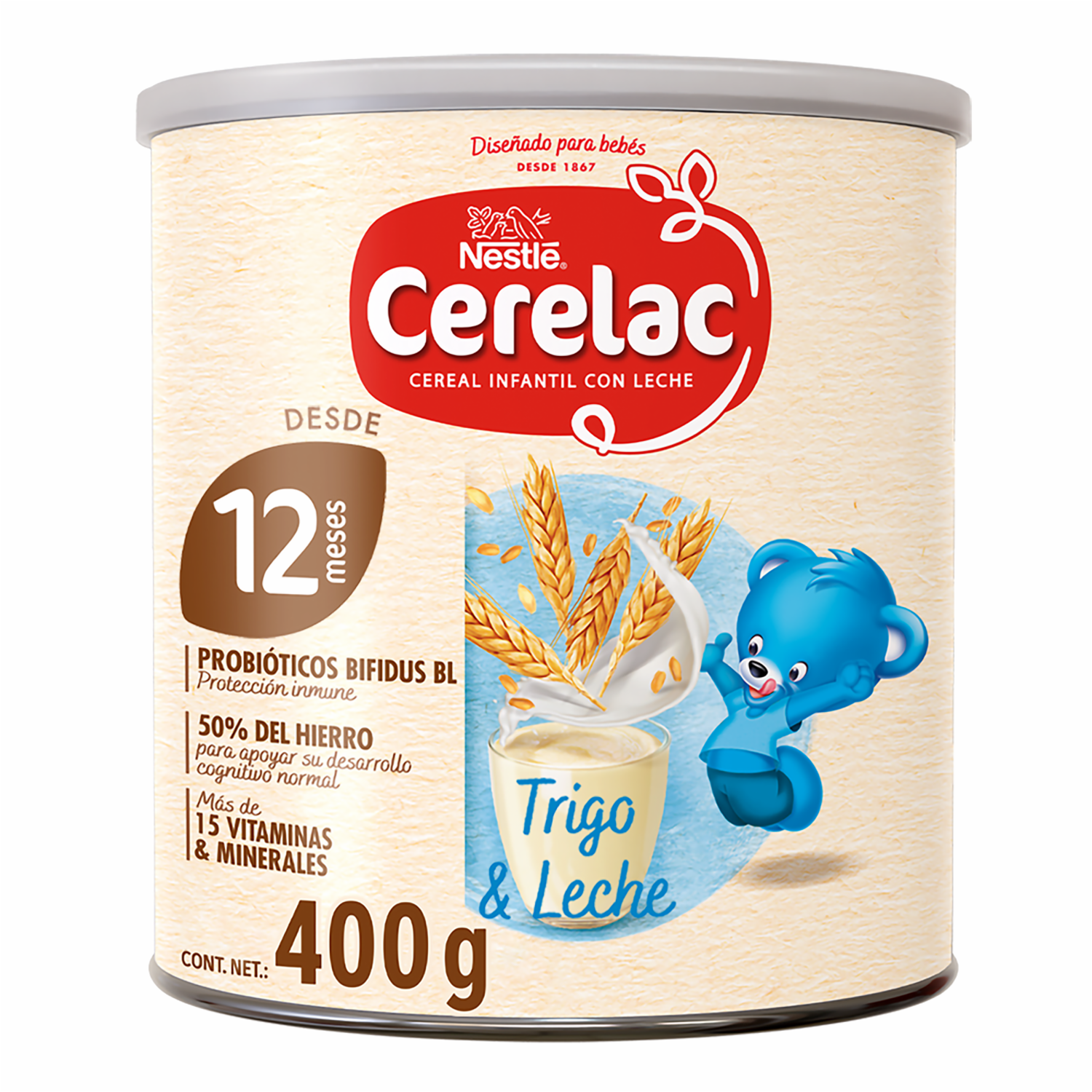 Cereal Infantil Con Trigo Y Leche Y Probióticos Bífidus Bl +12 Meses CERELAC 400 G