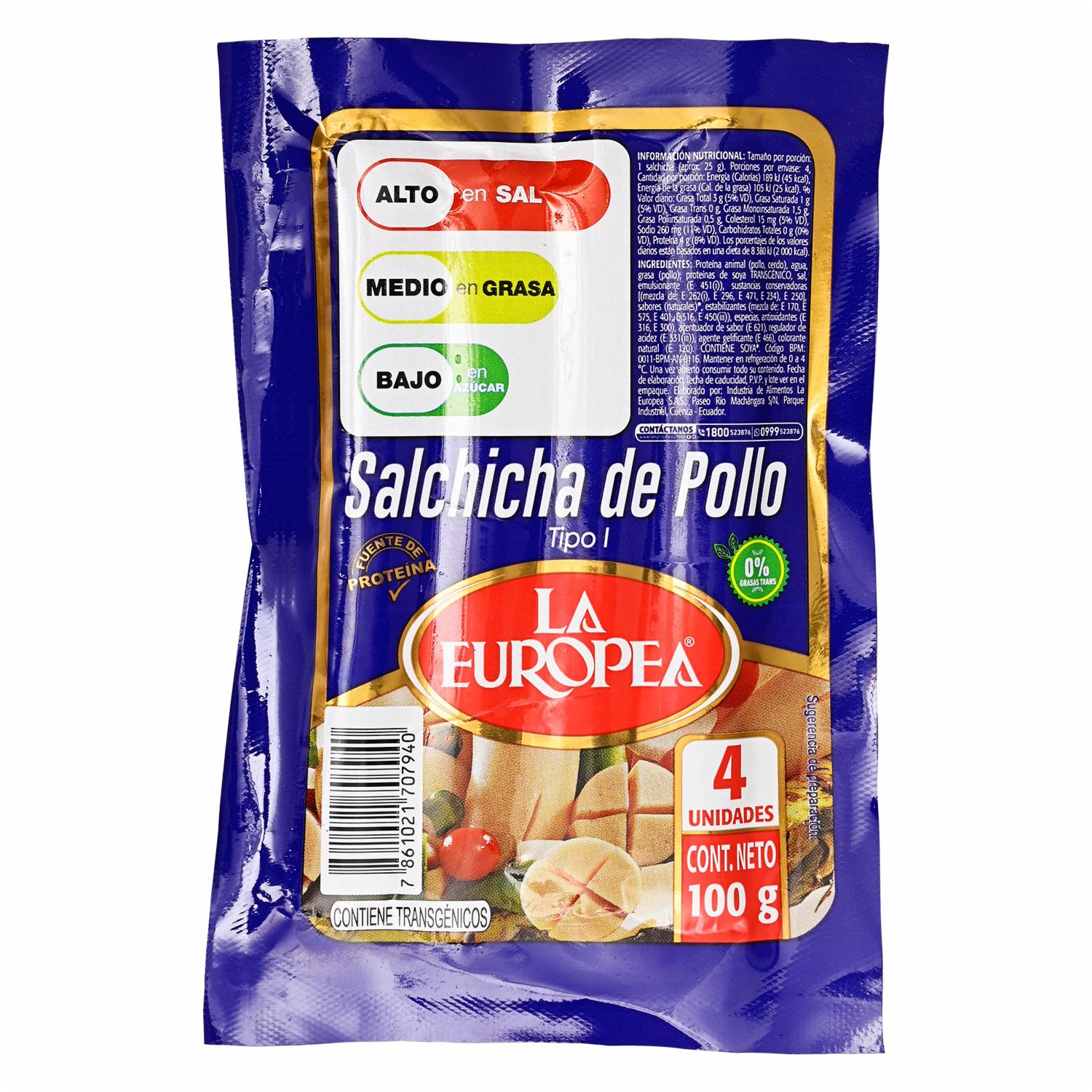 Salchichas De Pollo LA EUROPEA 100 G
