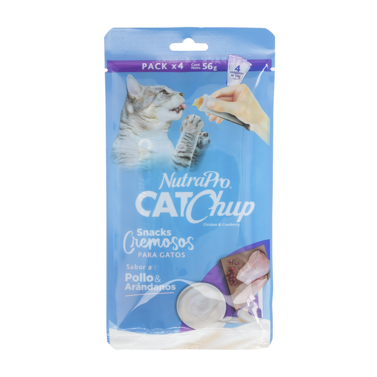 Alimento Para Gatos Sabor A Pollo Con Arándanos NUTRAPRO 56 G