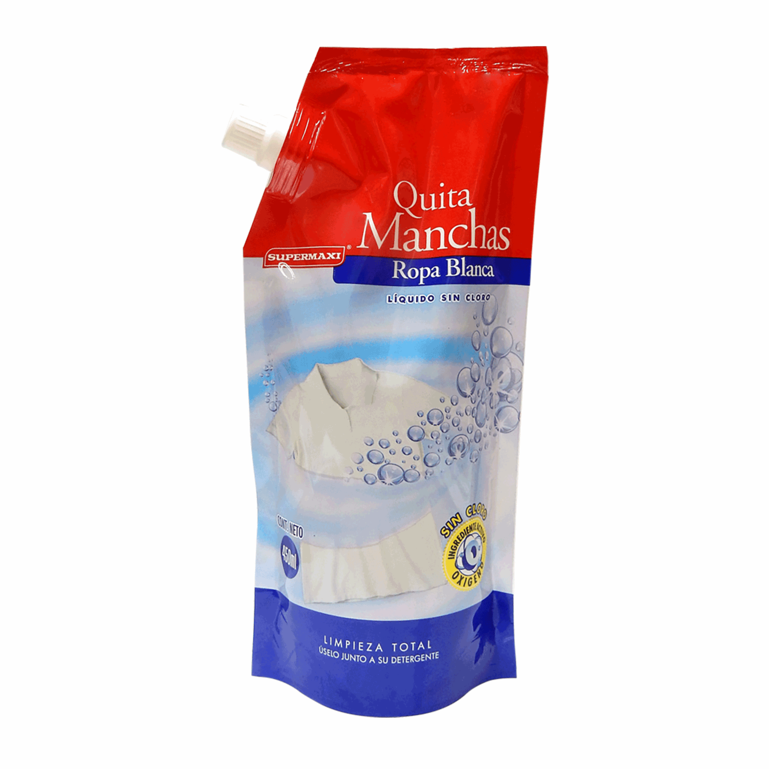 Quita Manchas Líquido Sin Cloro Para Ropa Blanca SUPERMAXI 450 Ml