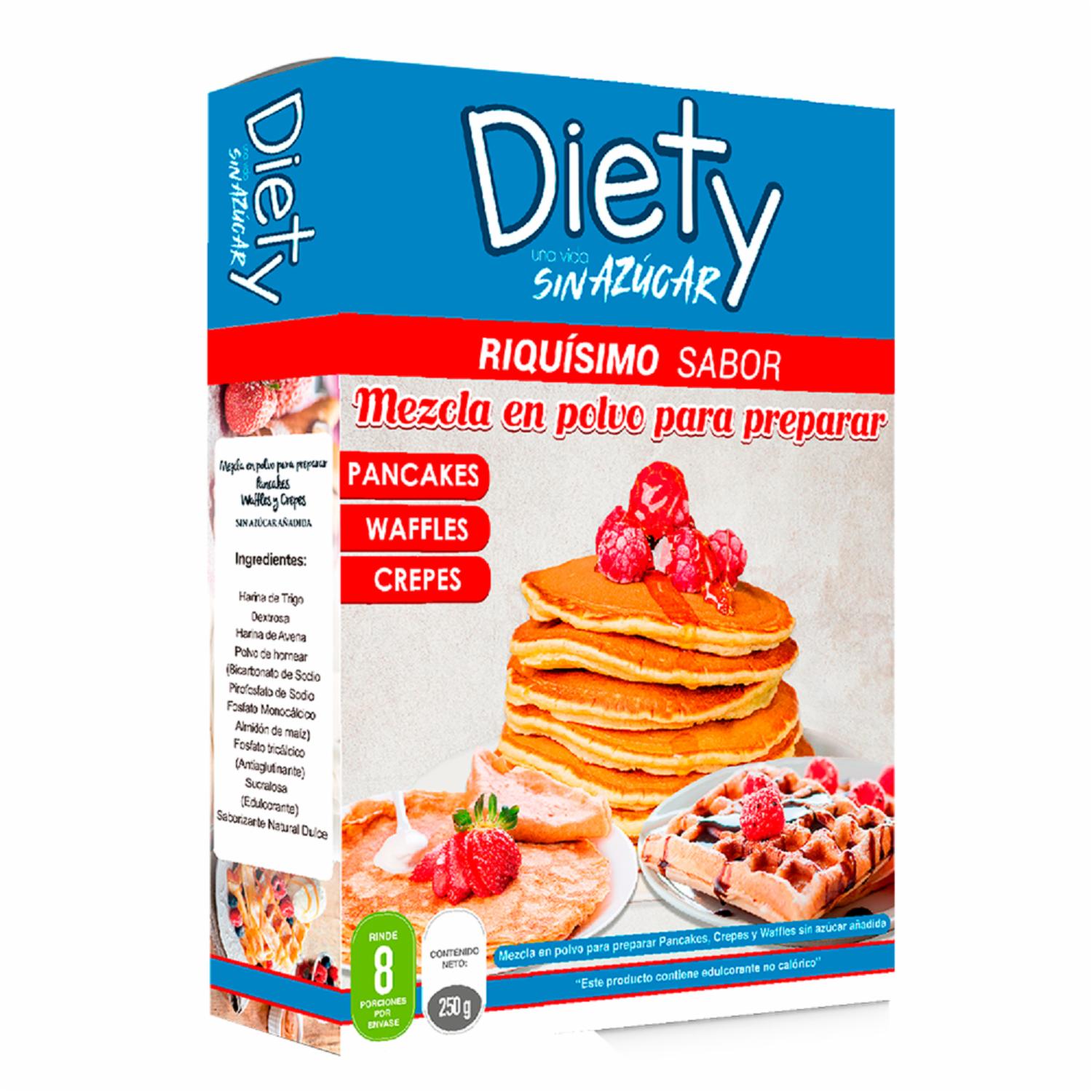 Premezcla Para Pancakes Waffles Y Crepes Sin Azúcar DIETY 8 Porciones