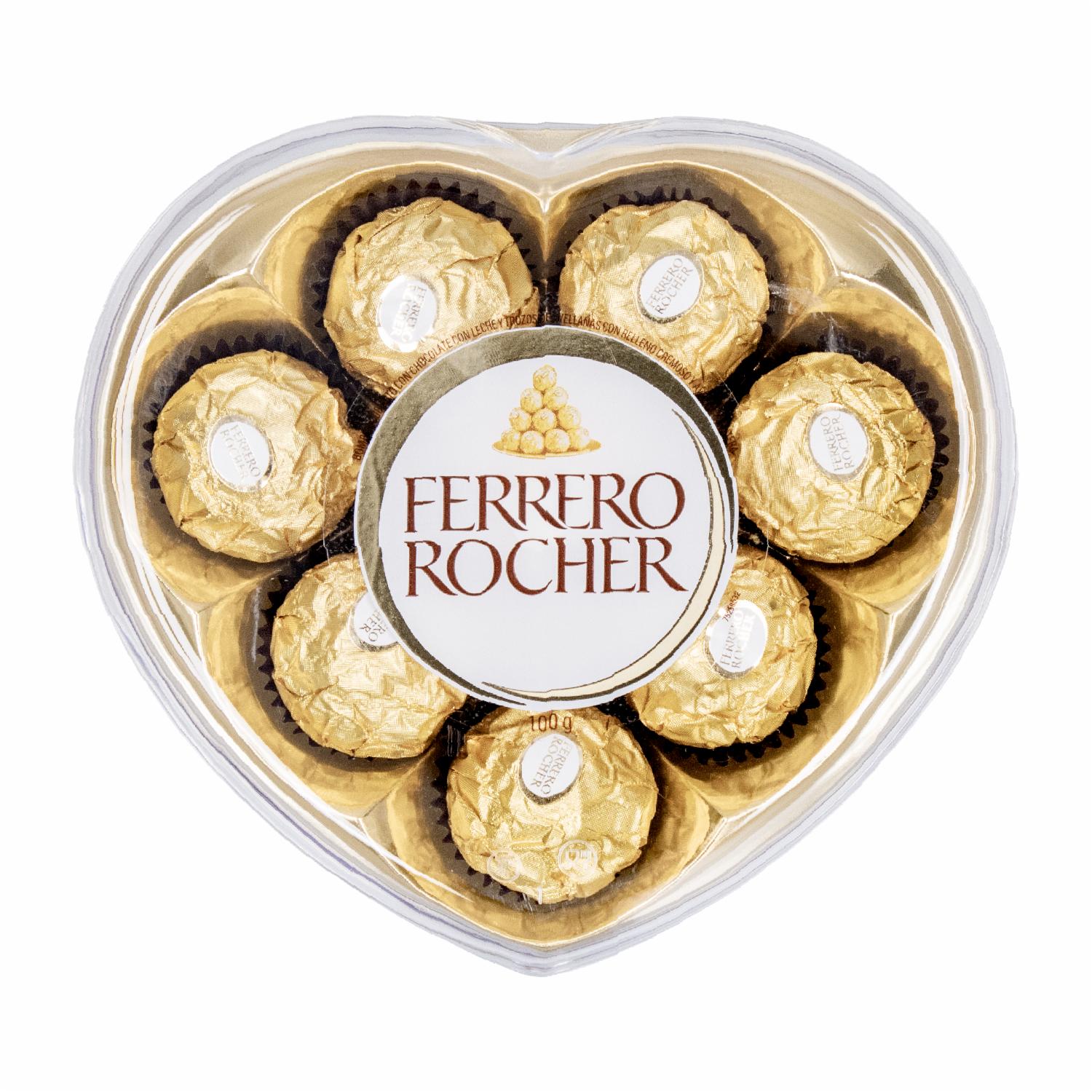 Bombones De Chocolate Recubierto De Trozos De Avellana Caja Diseño Corazón FERRERO ROCHER 100 G