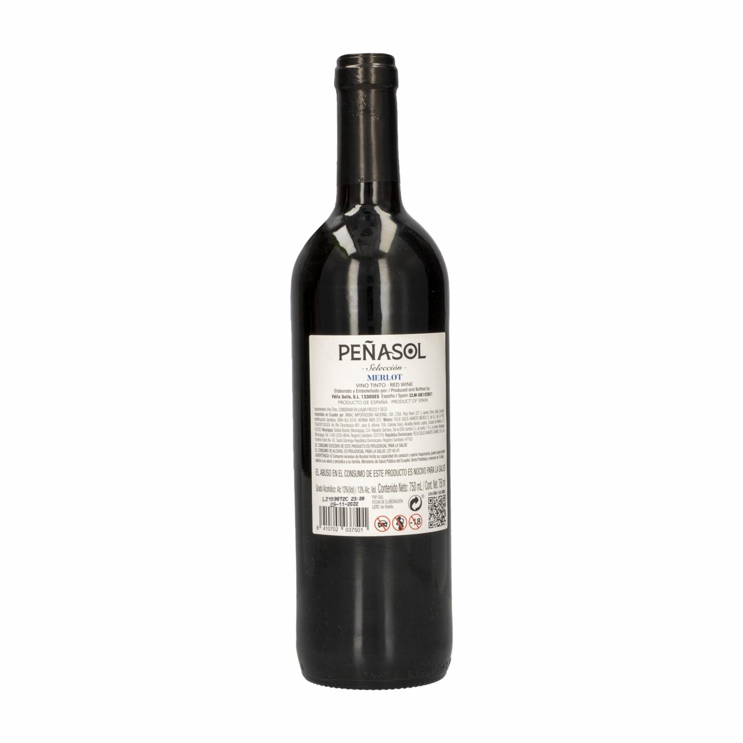 Vino Tinto Merlot Selección PeÑasol 750 Ml