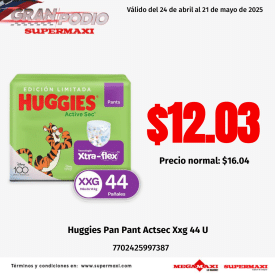 Huggies Pan Pant Actsec Xxg 44 U