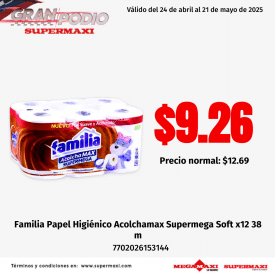 Familia Papel Higiénico Acolchamax Supermega Soft x12 38 m