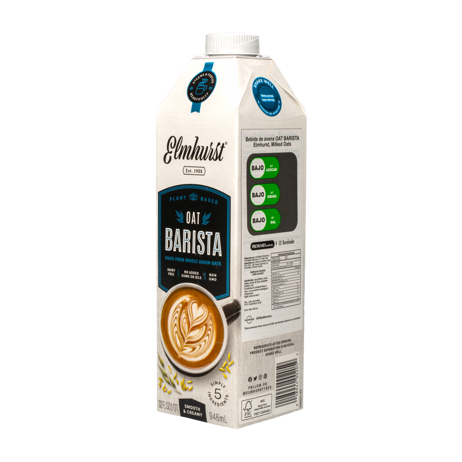 Bebida Vegetal Avena Barista Vegana Kosher ELMHURST 946 Ml
