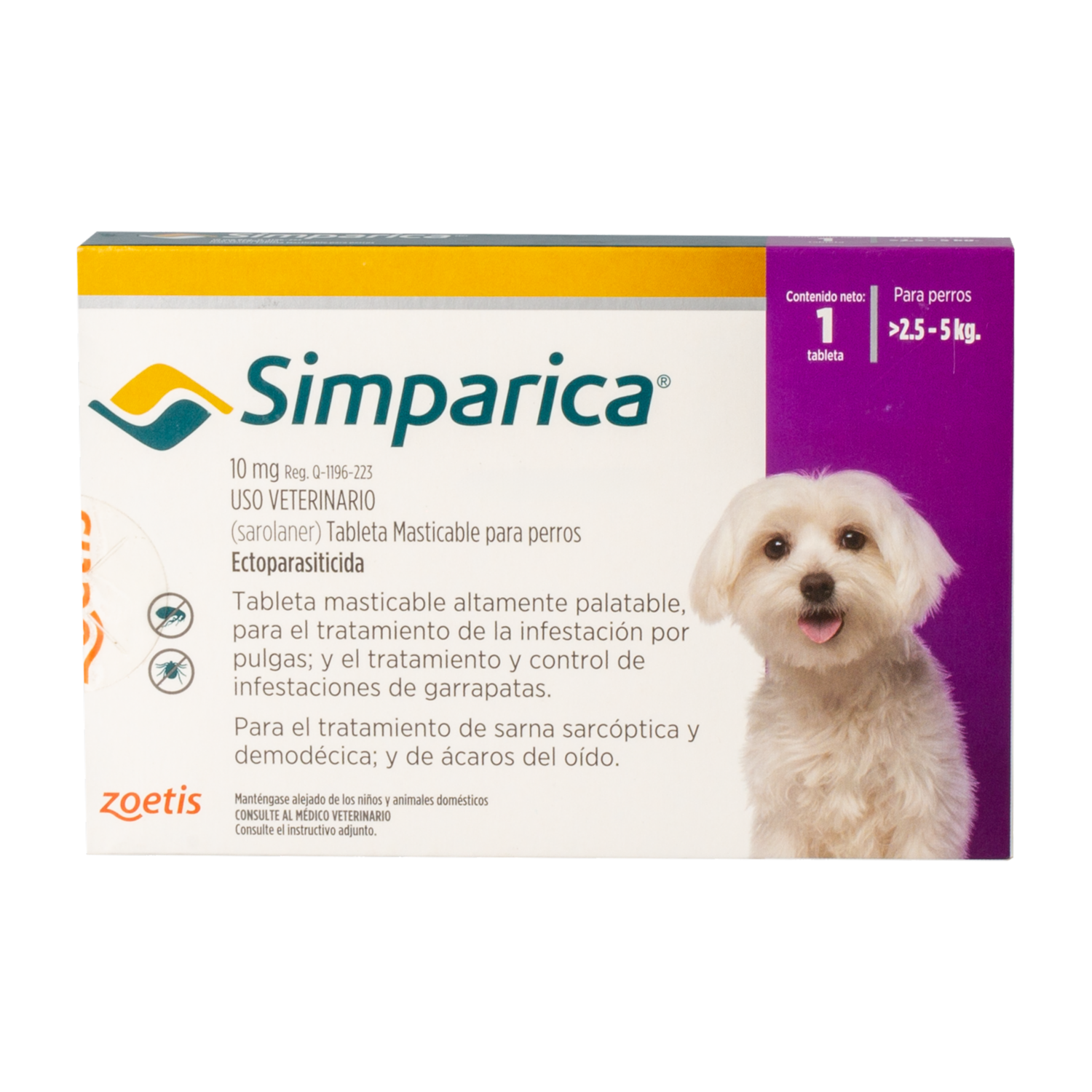 Tableta Antipulgas Para Perros De 2.5 A 5 Kg SIMPARICA Unidad