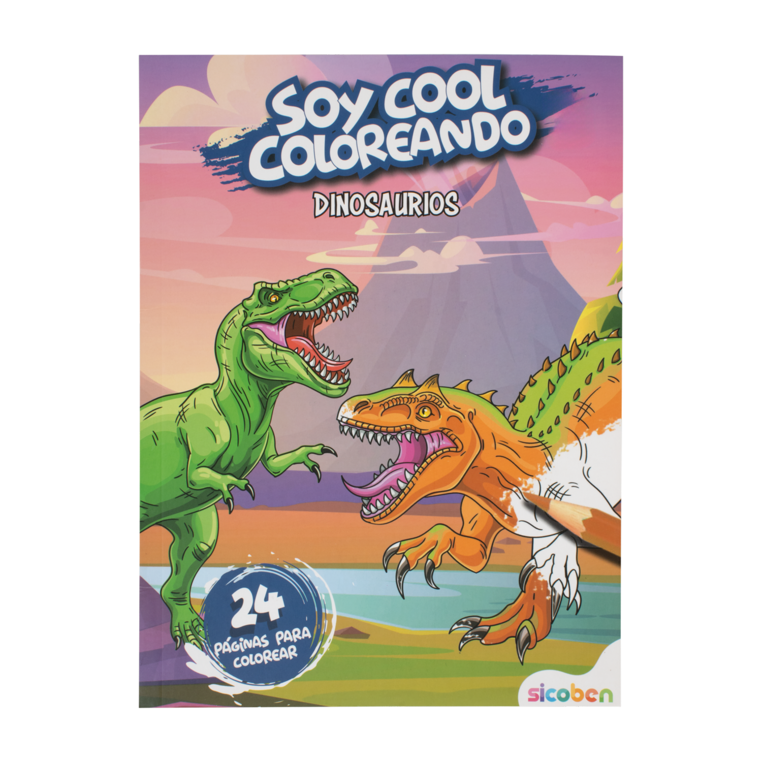 Libro Infantil Soy Cool Coloreando Dinosaurios SICOBEN 24 Páginas