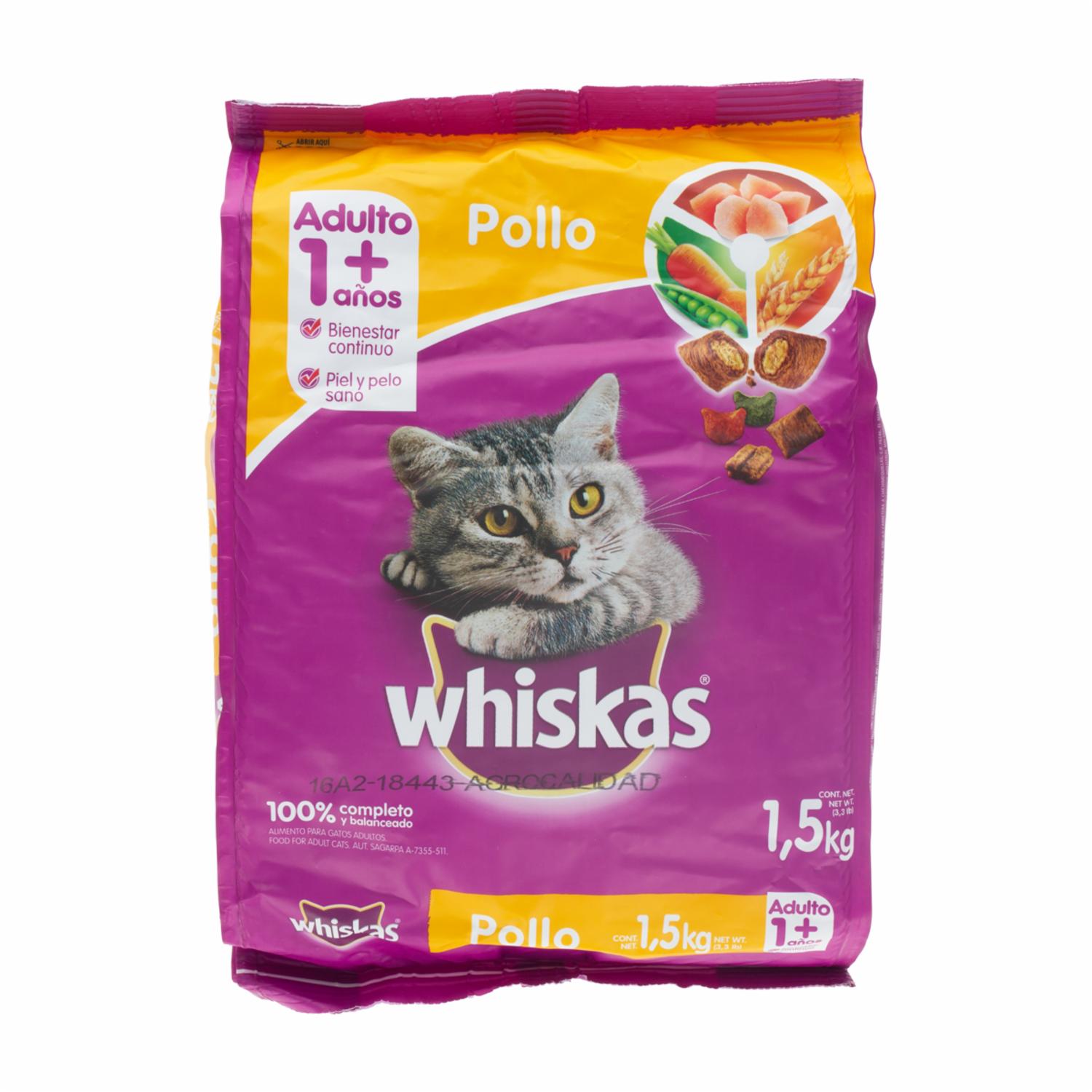 Alimento Para Gatos Adulto Sabor A Pollo WHISKAS 1500 G