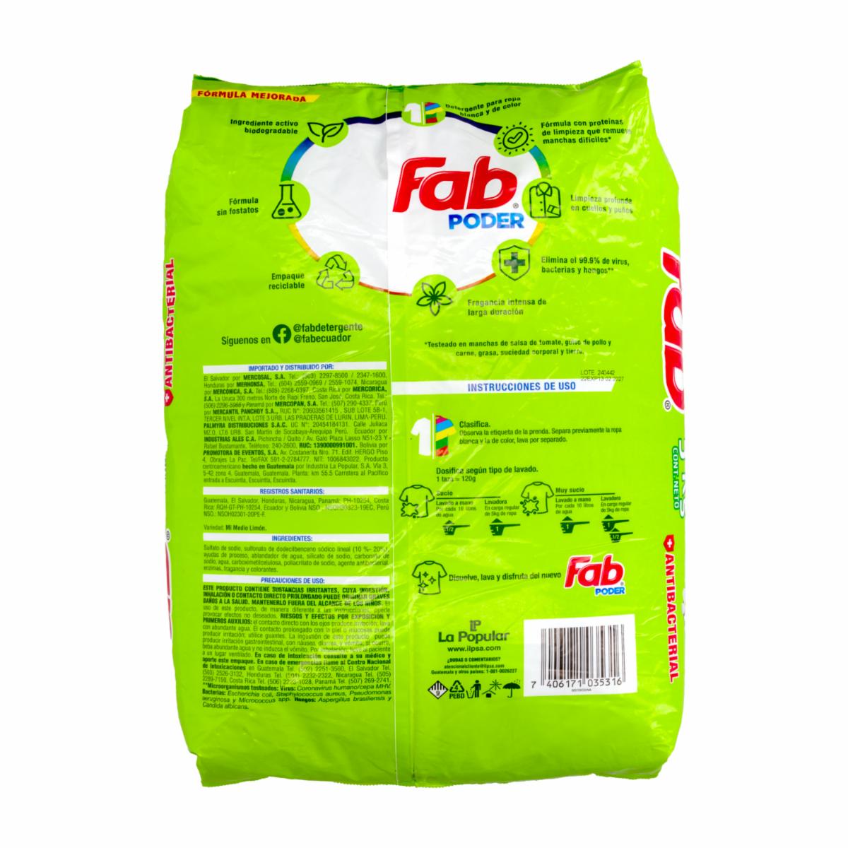 Detergente En Polvo Flores Limón FAB 5000 G