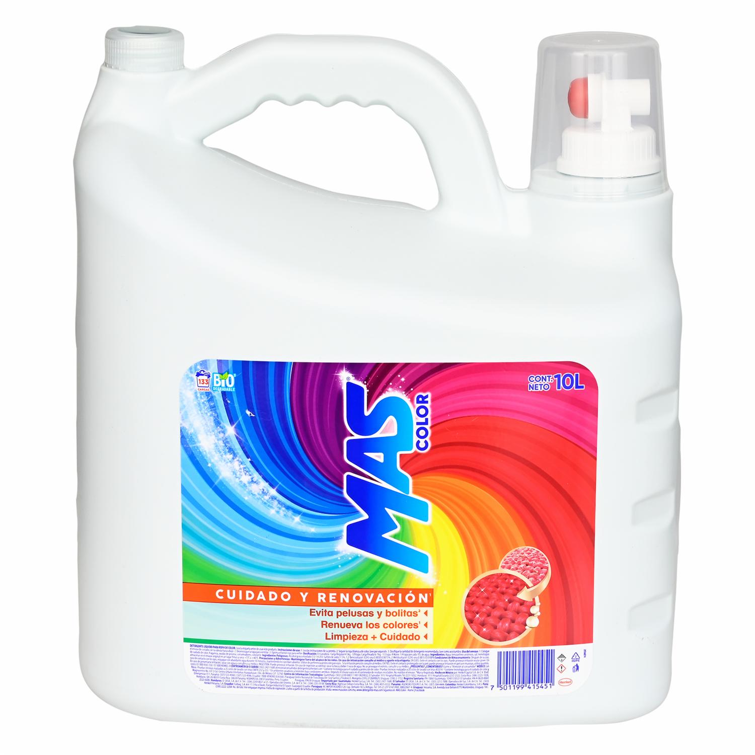 Detergente Líquido  Colores Intensos MAS COLOR 10000 Ml