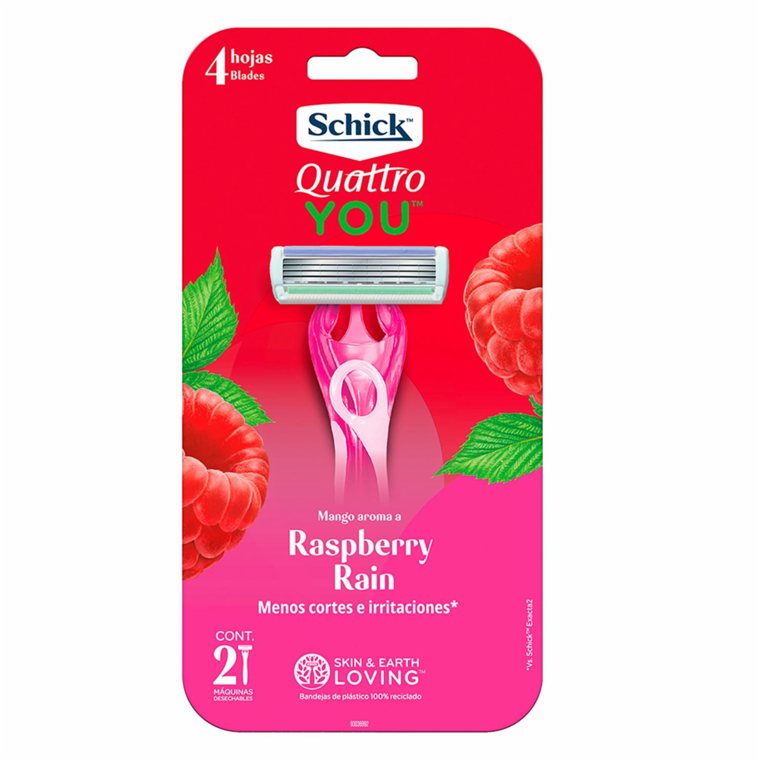 Razuradora Desechable Para Mujer Quattro4 You Raspberry Rain SCHICK X2 Uds