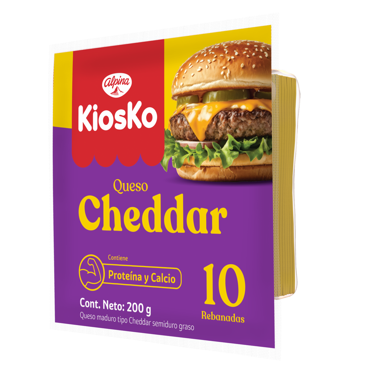 Queso Semimaduro Cheddar Lonjas KIOSKO 200 G
