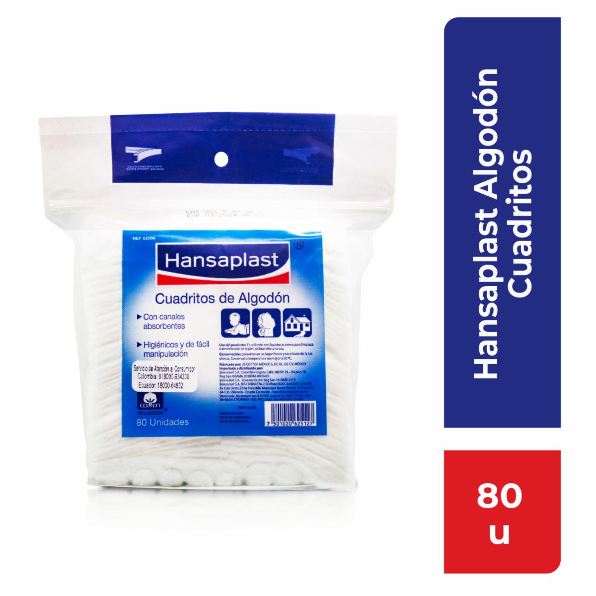 Cuadritos Aplicadores De Algodón HANSAPLAST X 80 Unidades