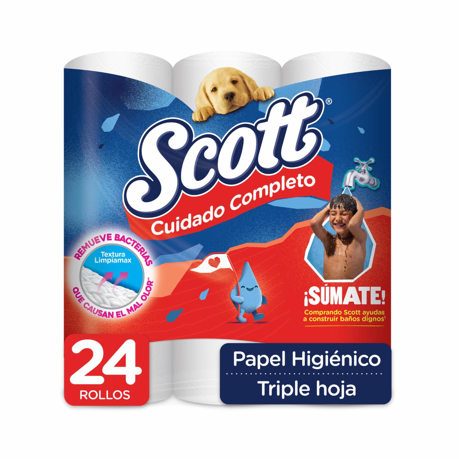 Papel Higiénico Cuidado Completo Triple Hoja SCOTT 24 Rollos