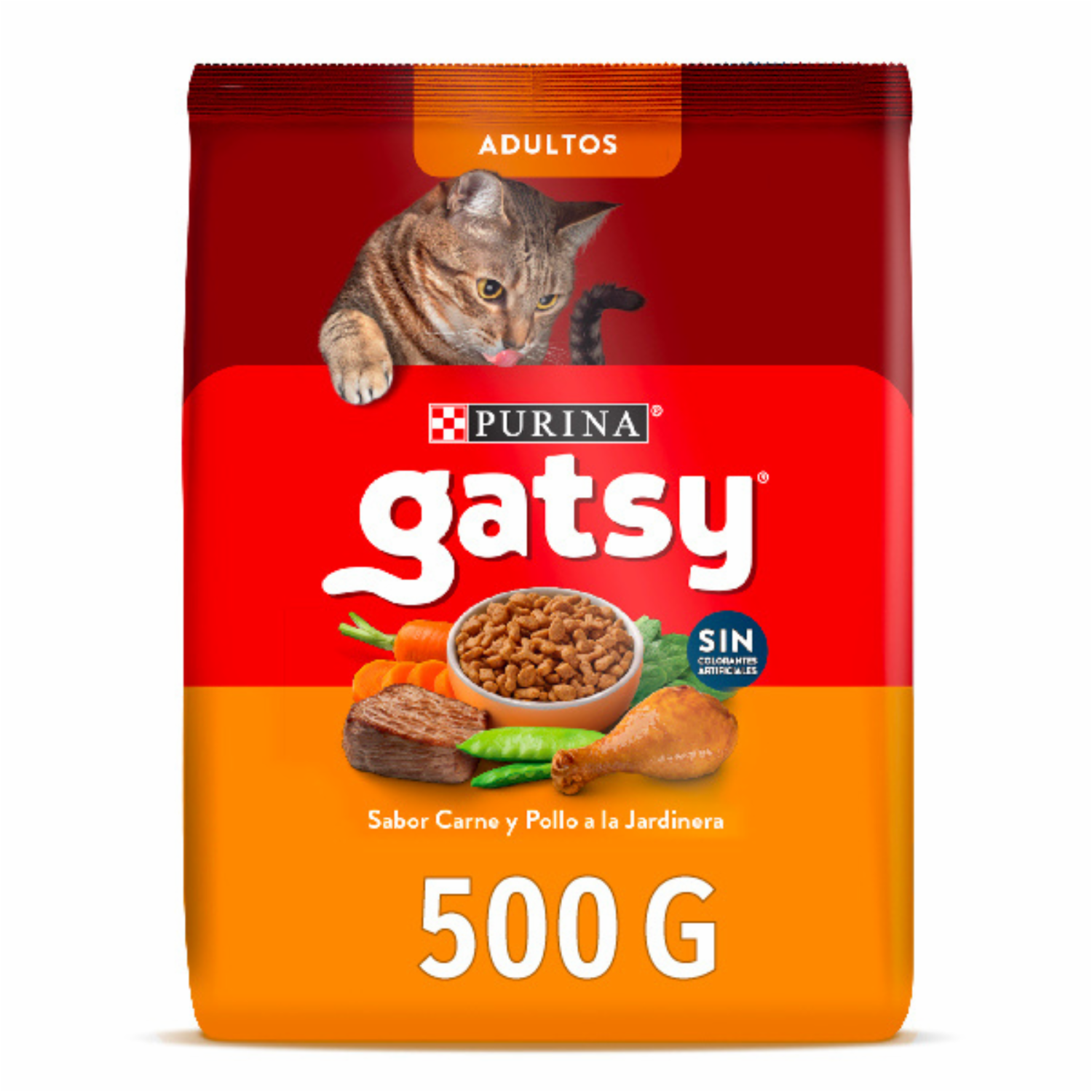 Alimento Para Gatos Adultos Sabor Carne Y Pollo A La Jardinera PURINA GATSY 500 G