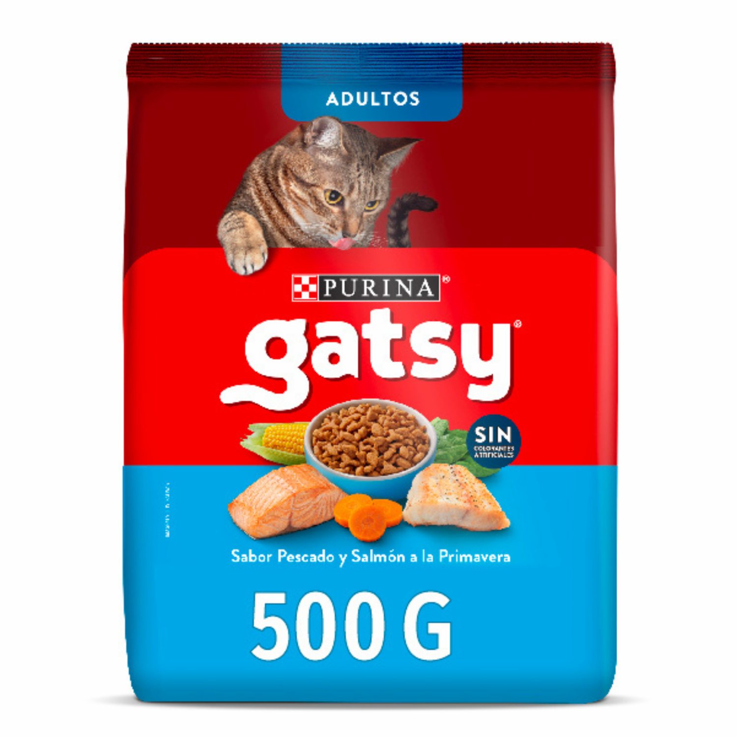 Alimento Para Gatos Adultos Sabor Pescado Y Salmón PURINA GATSY 500 G