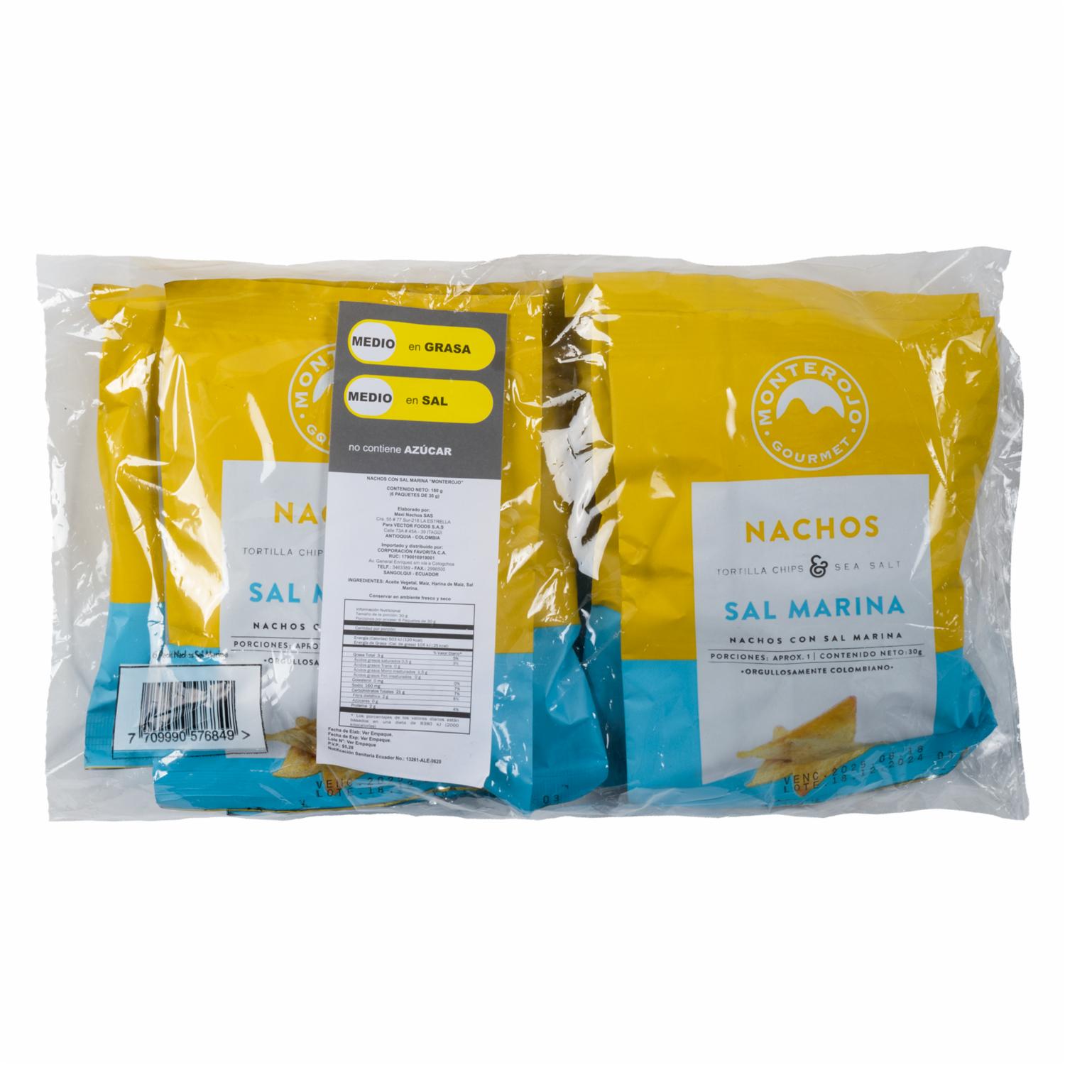Nachos Con Sal Marina MONTE ROJO 180 g