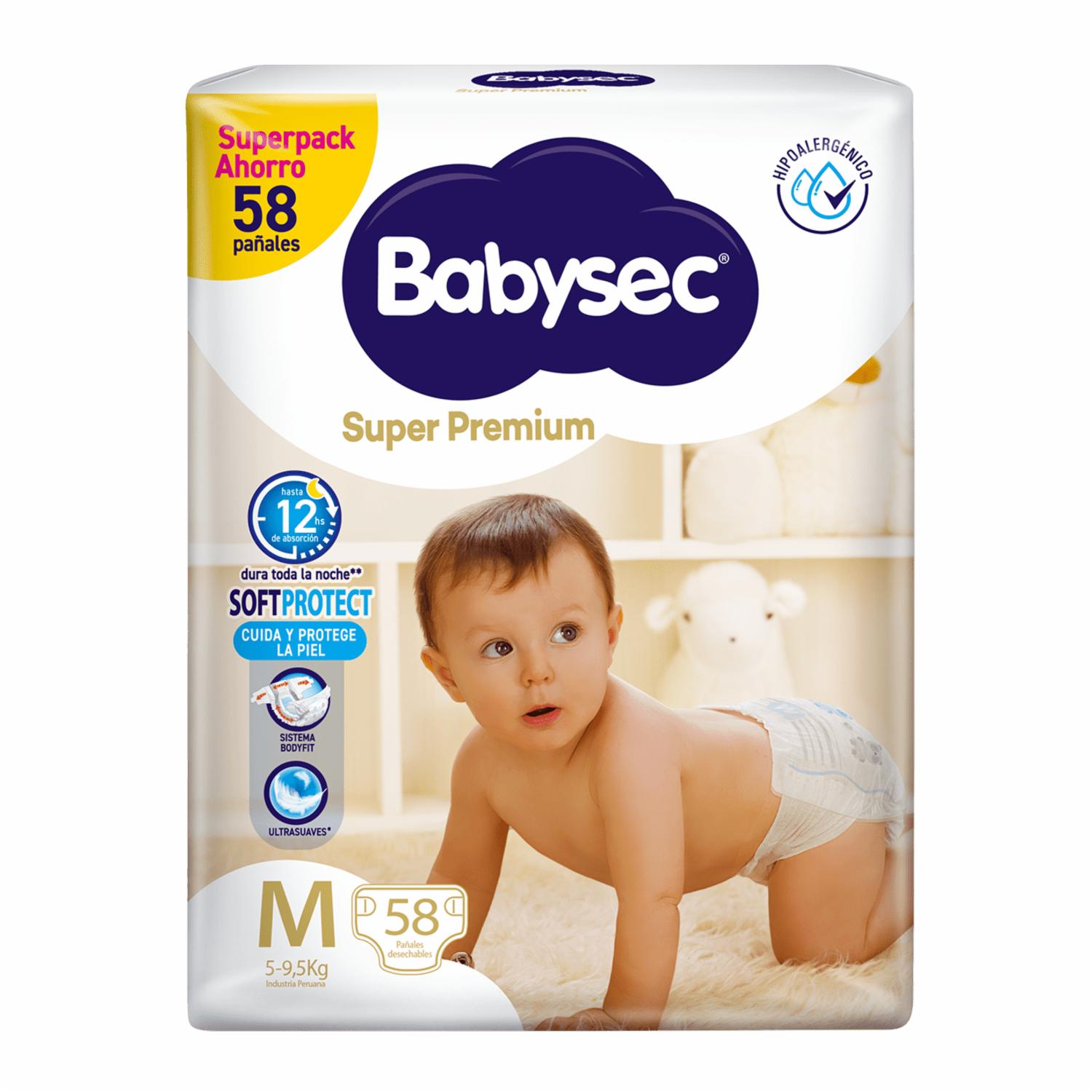 Pañal Desechable Super Premium Softprotect Mediano BABYSEC X 58 Uds