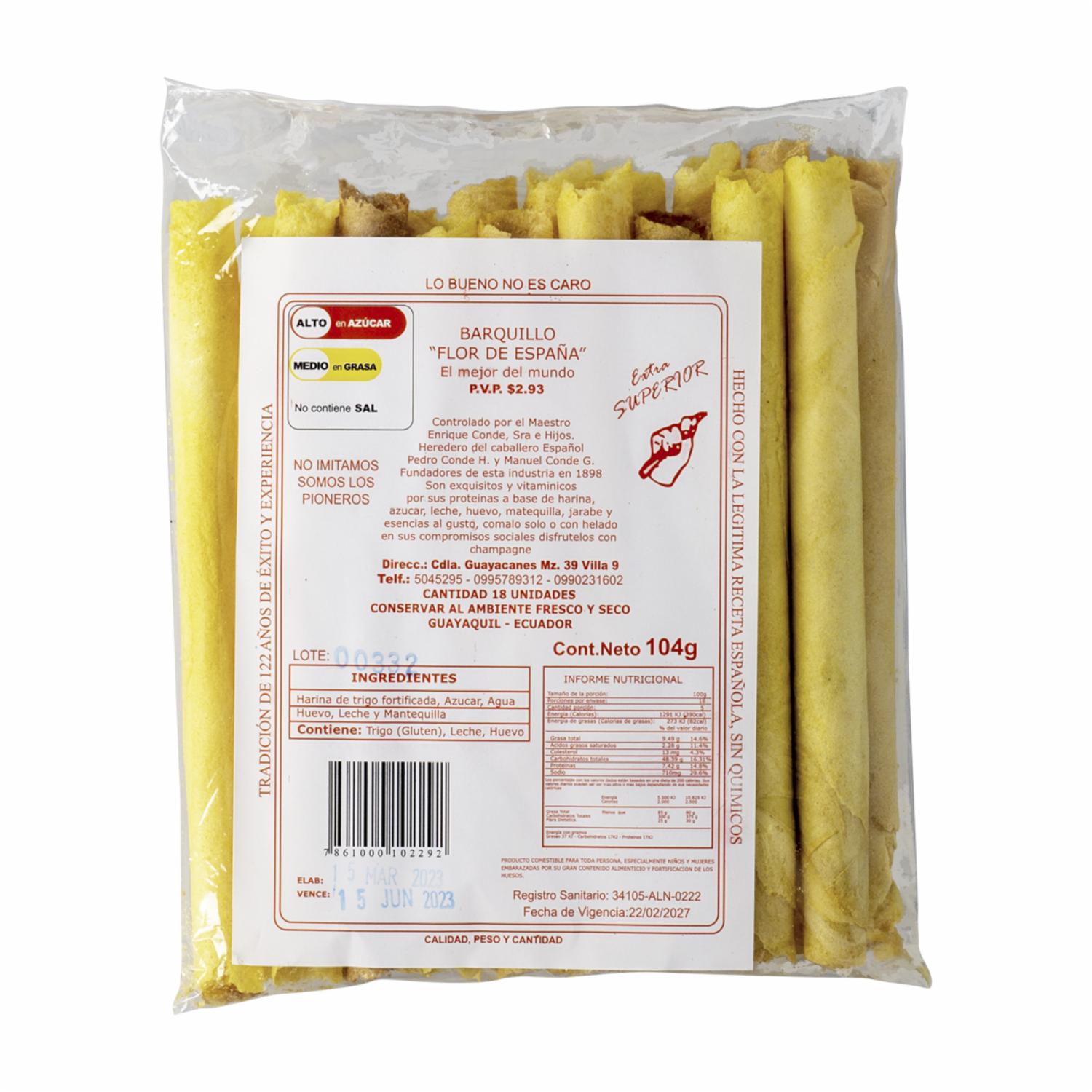 Barquillos Grandes FLOR DE ESPAÑA 104 G