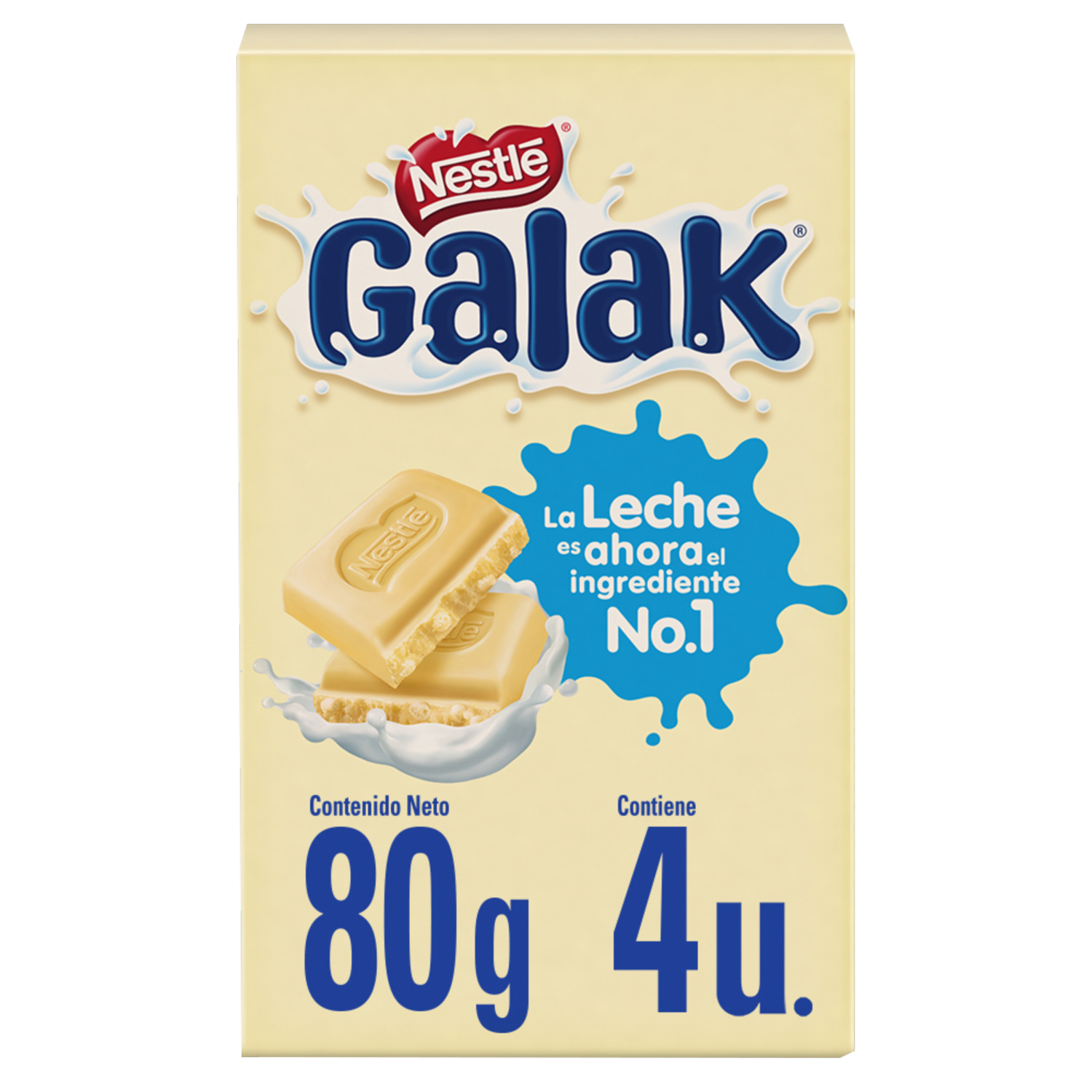 Chocolate En Barra Blanco Con Leche Y Arroz Crocante GALAK Pack 4 X 20 G
