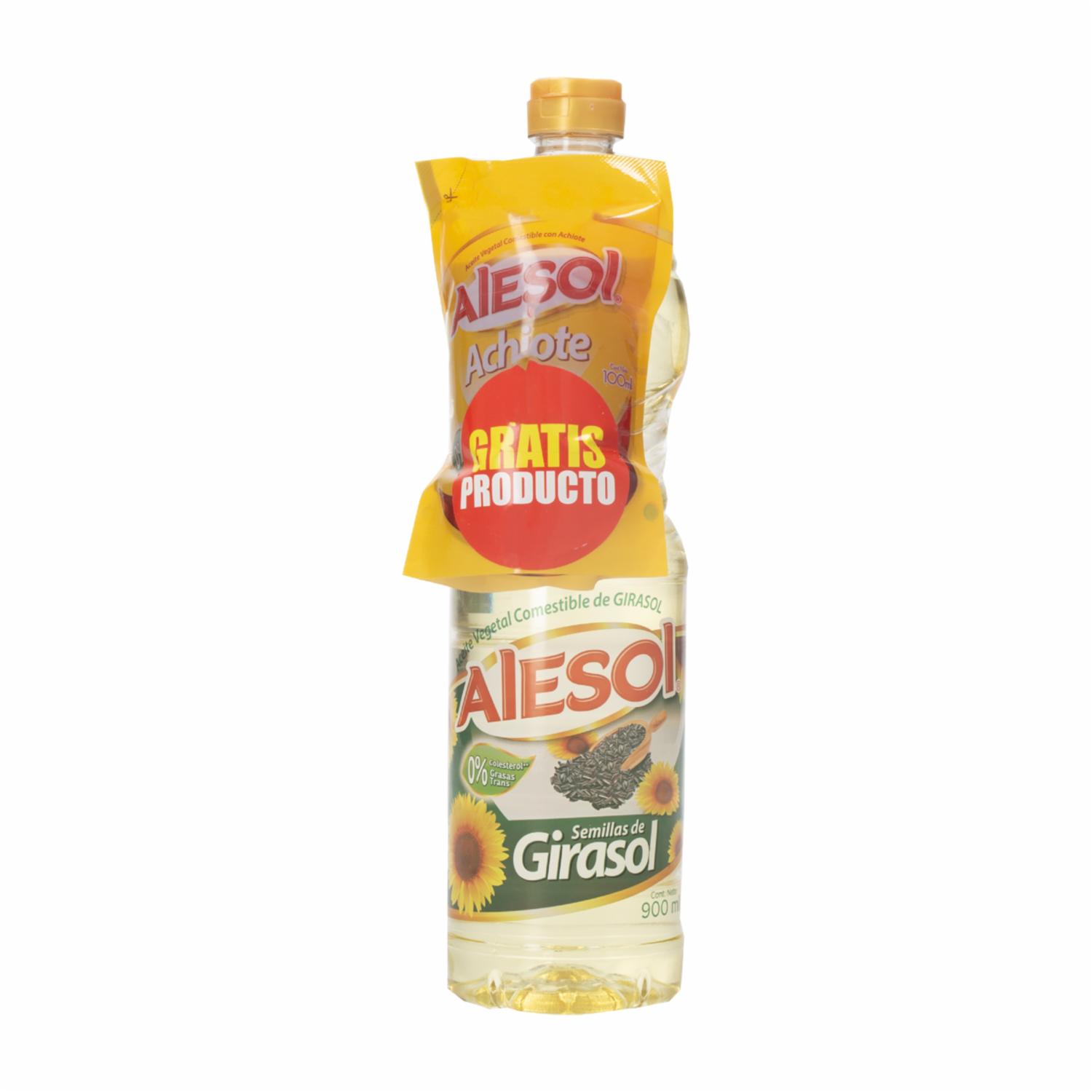 Aceite Comestible De Semillas De Girasol + Achiote Sierra Gratis ALESOL 900 Ml + 100