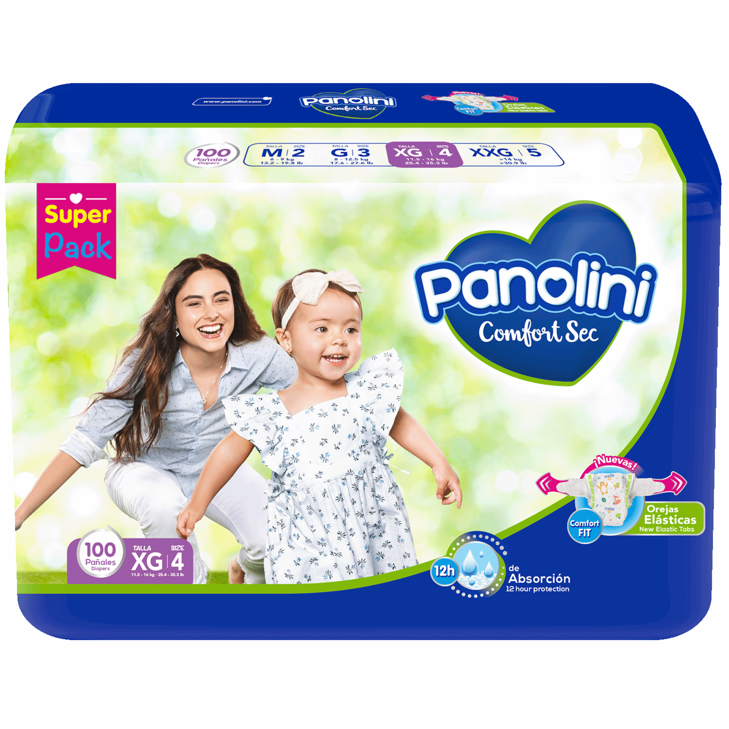 Pañal Comfort Sec Talla XG E4 PANOLINI X 100 Uds