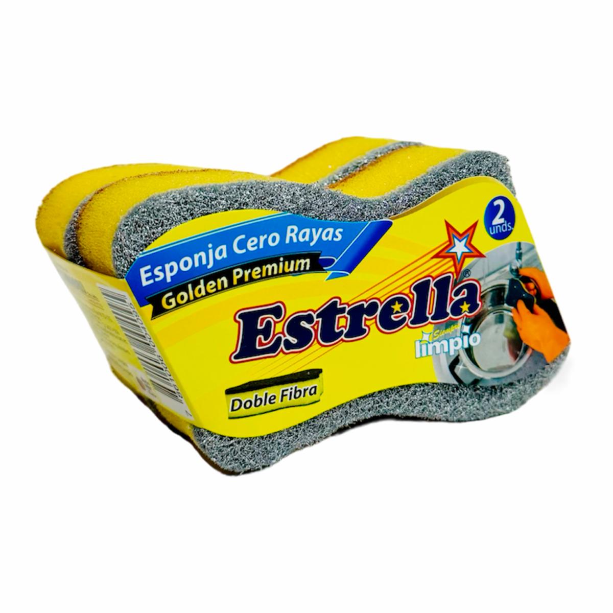 Esponja Multiusos Golden Premium Doble Fibra Cero Rayas ESTRELLA X 2 Uds