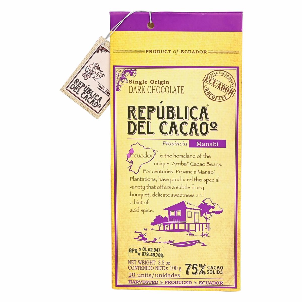 Chocolate Manabí Funda REPUBLICA DEL CACAO 100 g