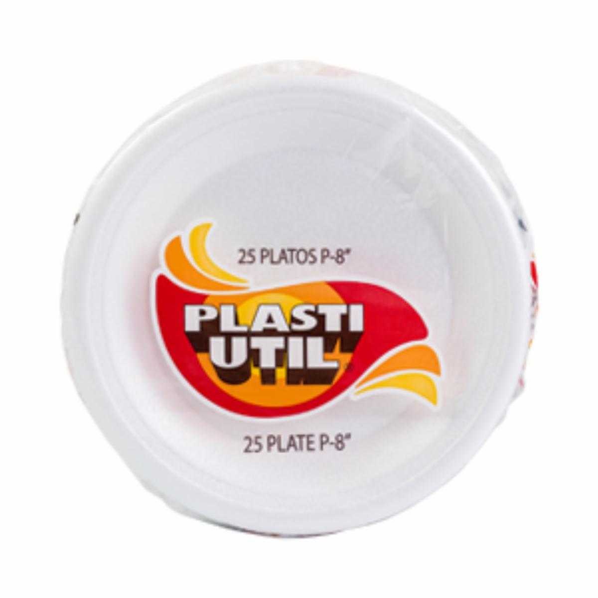 Plato N° 8 Blanco PLASTIUTIL 25 Unidades