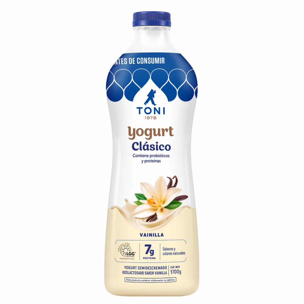 Yogurt Semidescremado Deslactosado Clásico Sabor A Vainilla TONI 1700 G