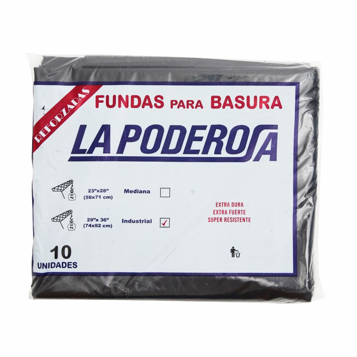 Fundas Para Basura Industriales Negras 29 X 36 Cm LA PODEROSA 10 Uds