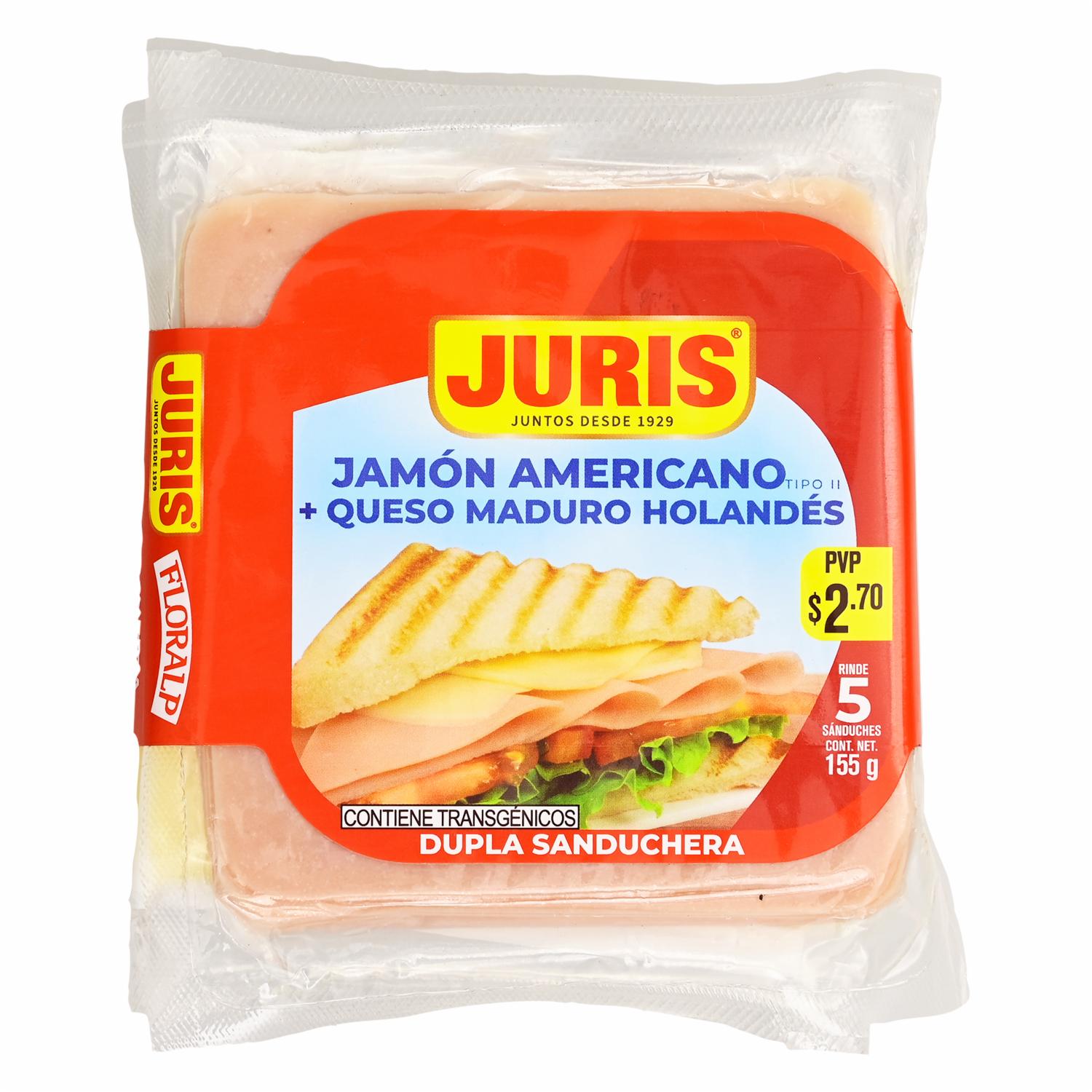 Jamón Y Queso Americano Holandés Dupla Sanduchera JURIS 155 G
