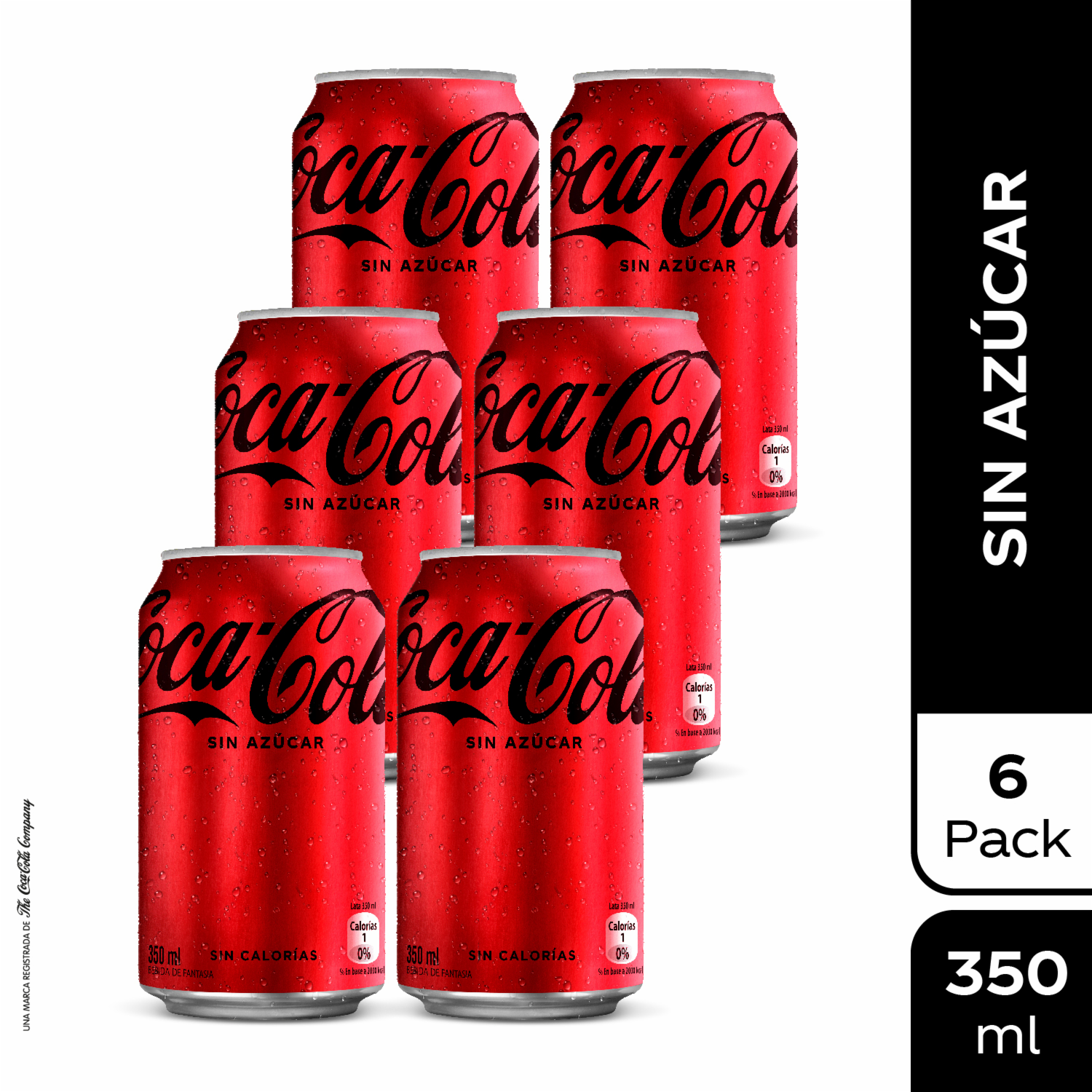 Bebida Gaseosa Sabor A Caramelo Zero En Lata COCA-COLA 6 X 350 Ml
