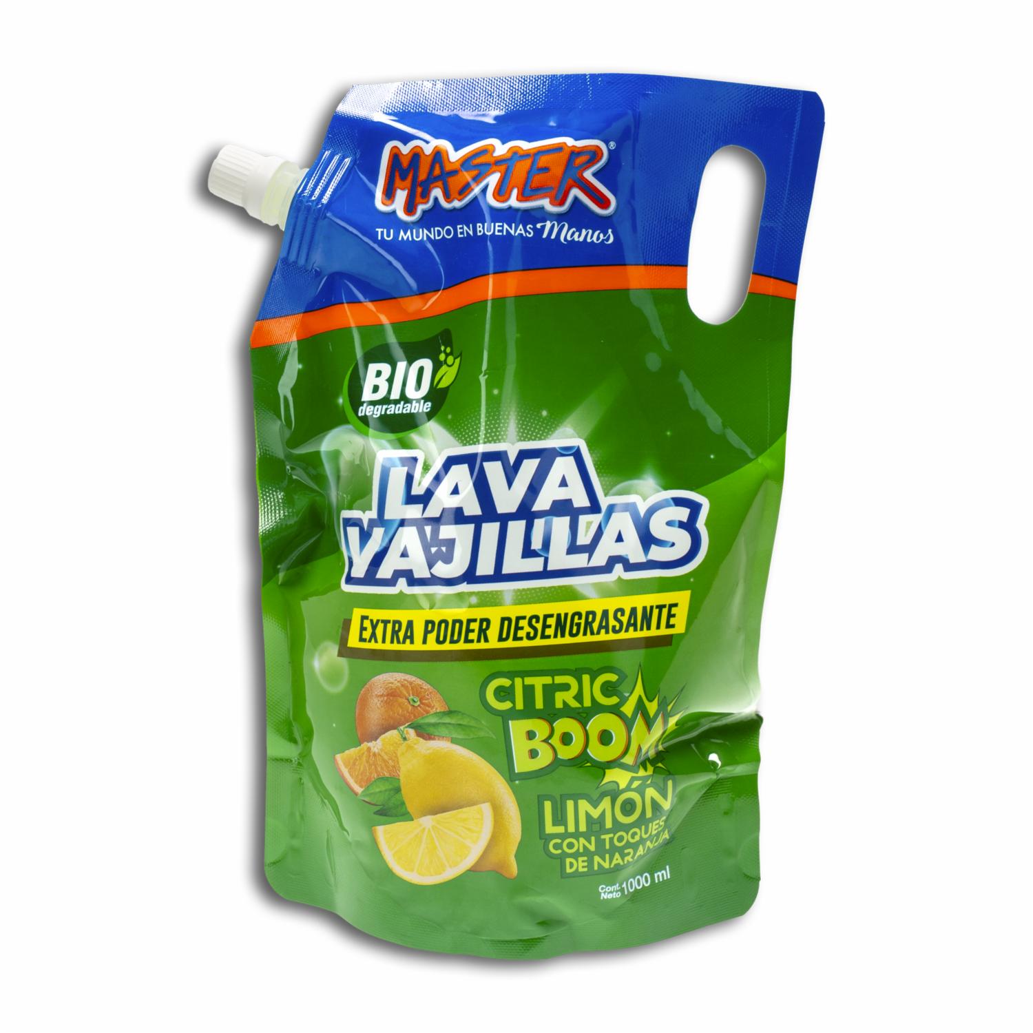Lavavajilla Líquido Citric Boom Limón Naranja MASTER 1000 ML